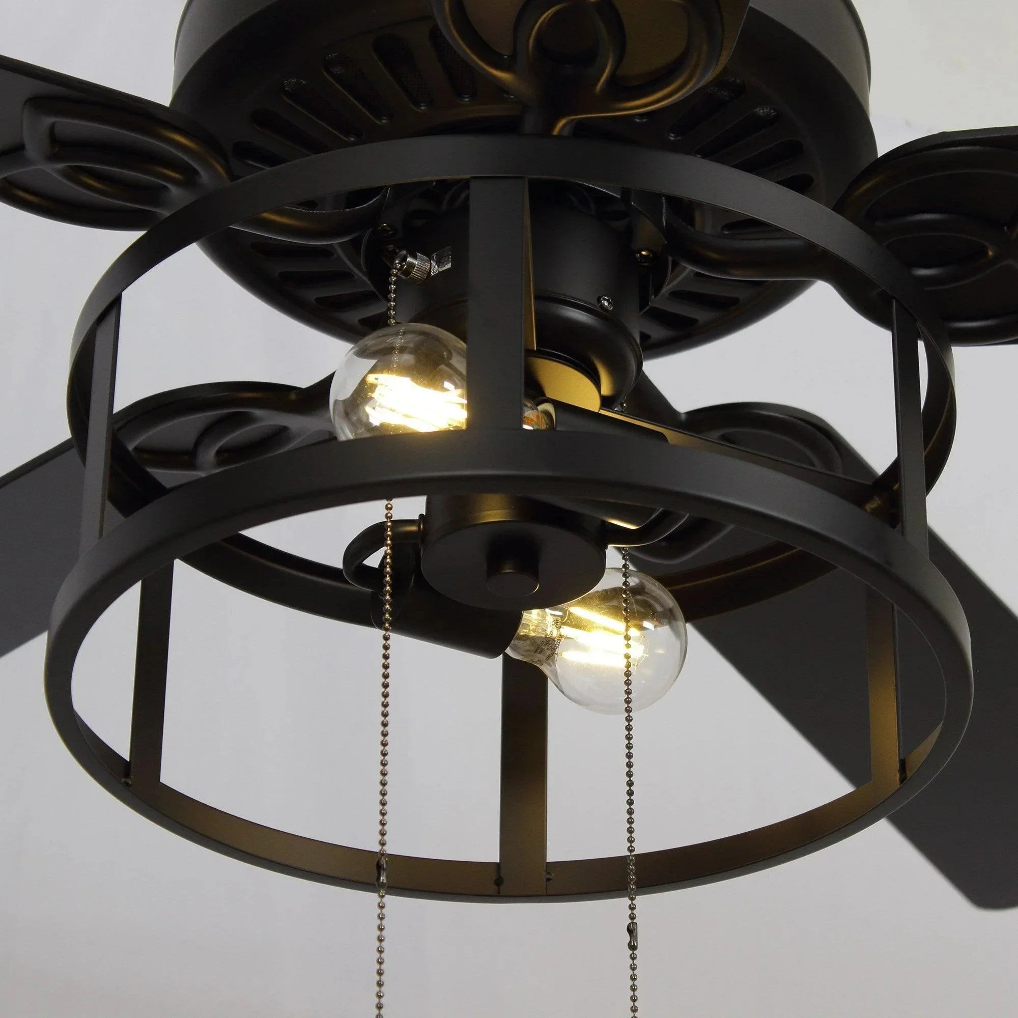 Parrot Uncle 52-Inch Urbana Downrod Mount Reversible Industrial Ceiling Fan with Lighting and Pull Chain (F6313110V) - Image 3