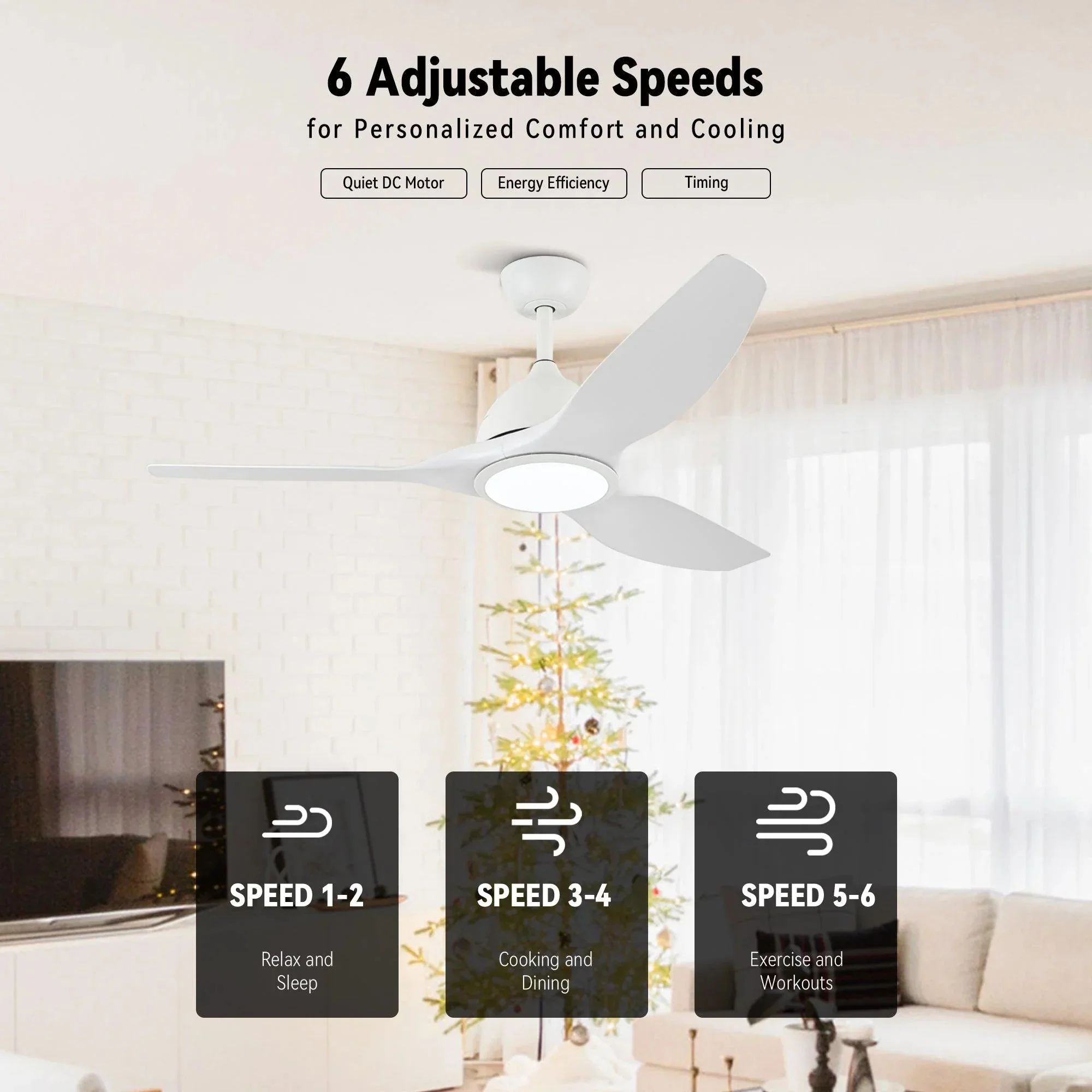Parrot Uncle 52-Inch Vaczon 3 Blades Ceiling Fan with LED Light and Remote Control - Image 8