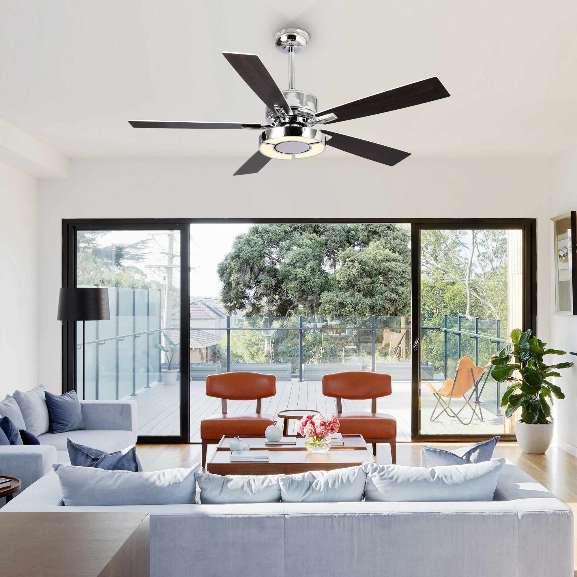 Parrot Uncle 52-Inch Vendome Industrial DC Motor Downrod Mount Reversible Ceiling Fan with Lighting and Remote Control (F6366CH110V) - Image 4