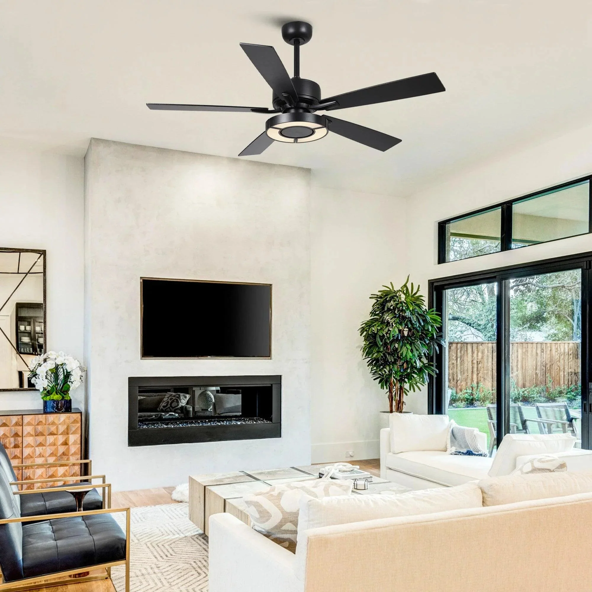 Parrot Uncle 52-Inch Vendome Industrial DC Motor Downrod Mount Reversible Ceiling Fan with Lighting and Remote Control (F6366CH110V) - Image 5