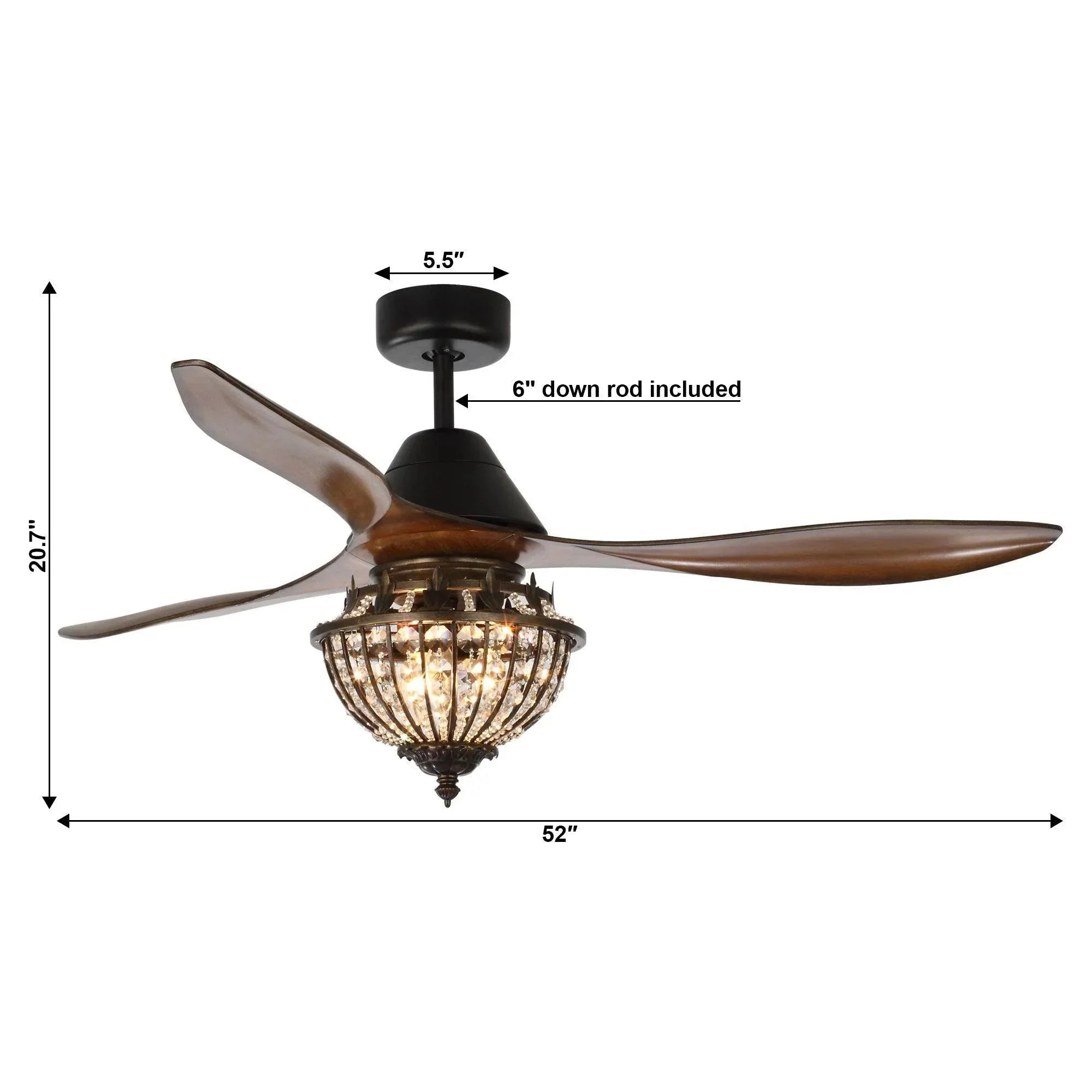 Parrot Uncle 52-Inch Vicky Farmhouse DC Motor Downrod Mount Reversible Ceiling Fan with Lighting and Remote Control (BBA544003CA) - Image 13