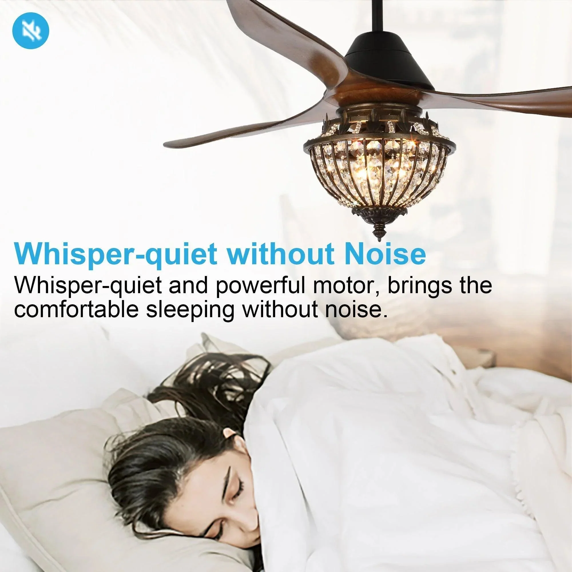 Parrot Uncle 52-Inch Vicky Farmhouse DC Motor Downrod Mount Reversible Ceiling Fan with Lighting and Remote Control (BBA544003CA) - Image 7