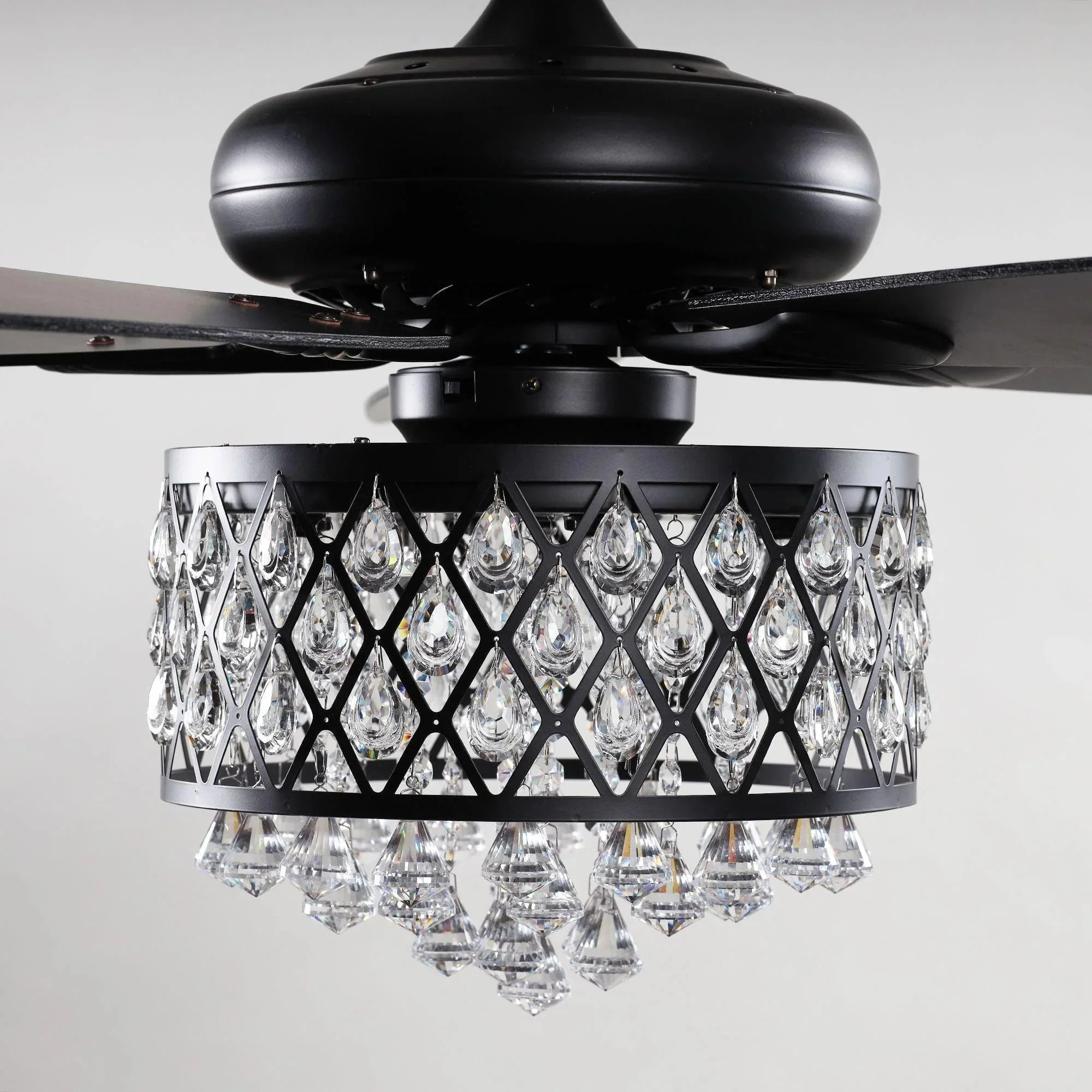 Parrot Uncle 52-Inch Wethington Modern Downrod Mount Reversible Crystal Ceiling Fan with Lighting and Remote Control (F6253QQ110V) - Image 10