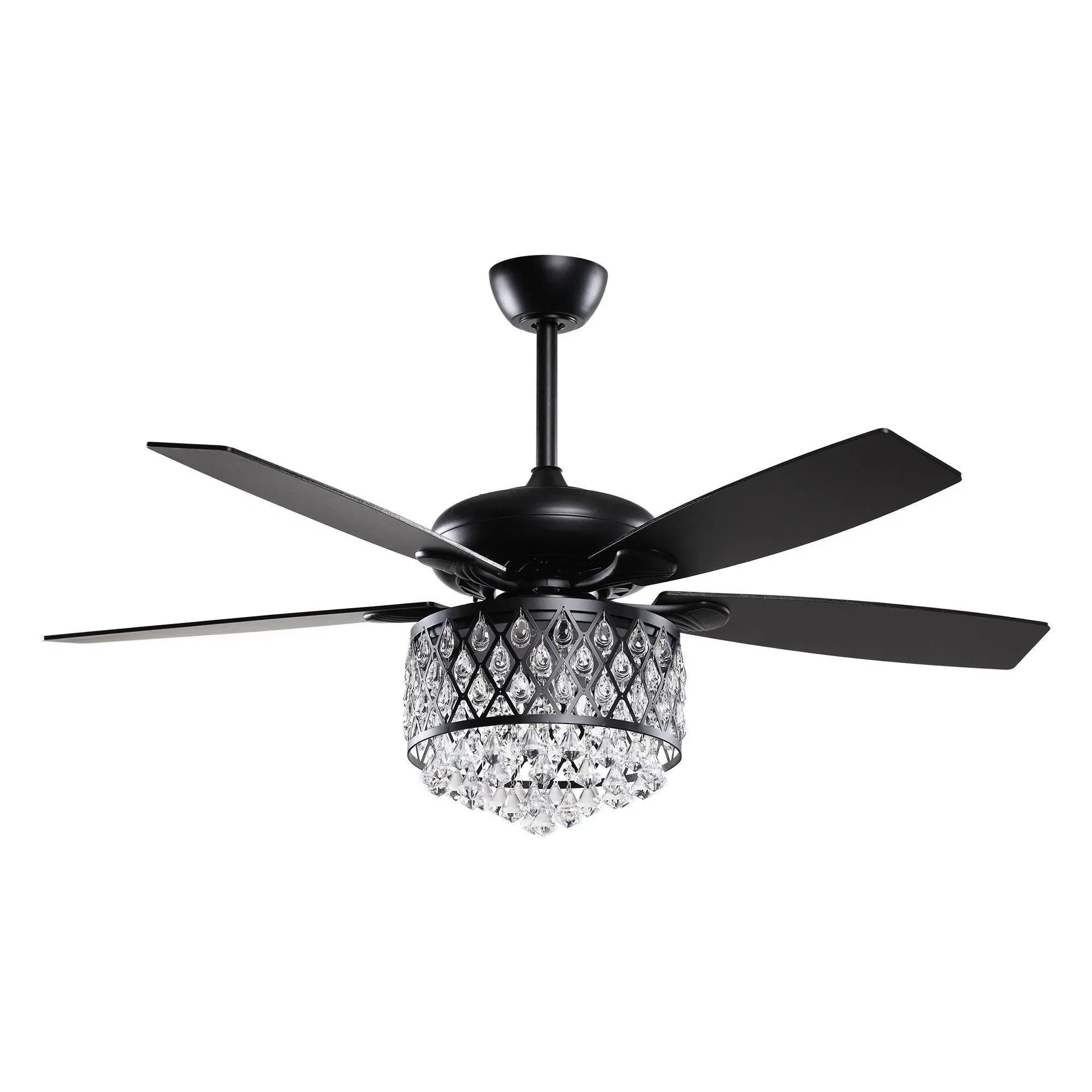 Parrot Uncle 52-Inch Wethington Modern Downrod Mount Reversible Crystal Ceiling Fan with Lighting and Remote Control (F6253QQ110V) - Image 12
