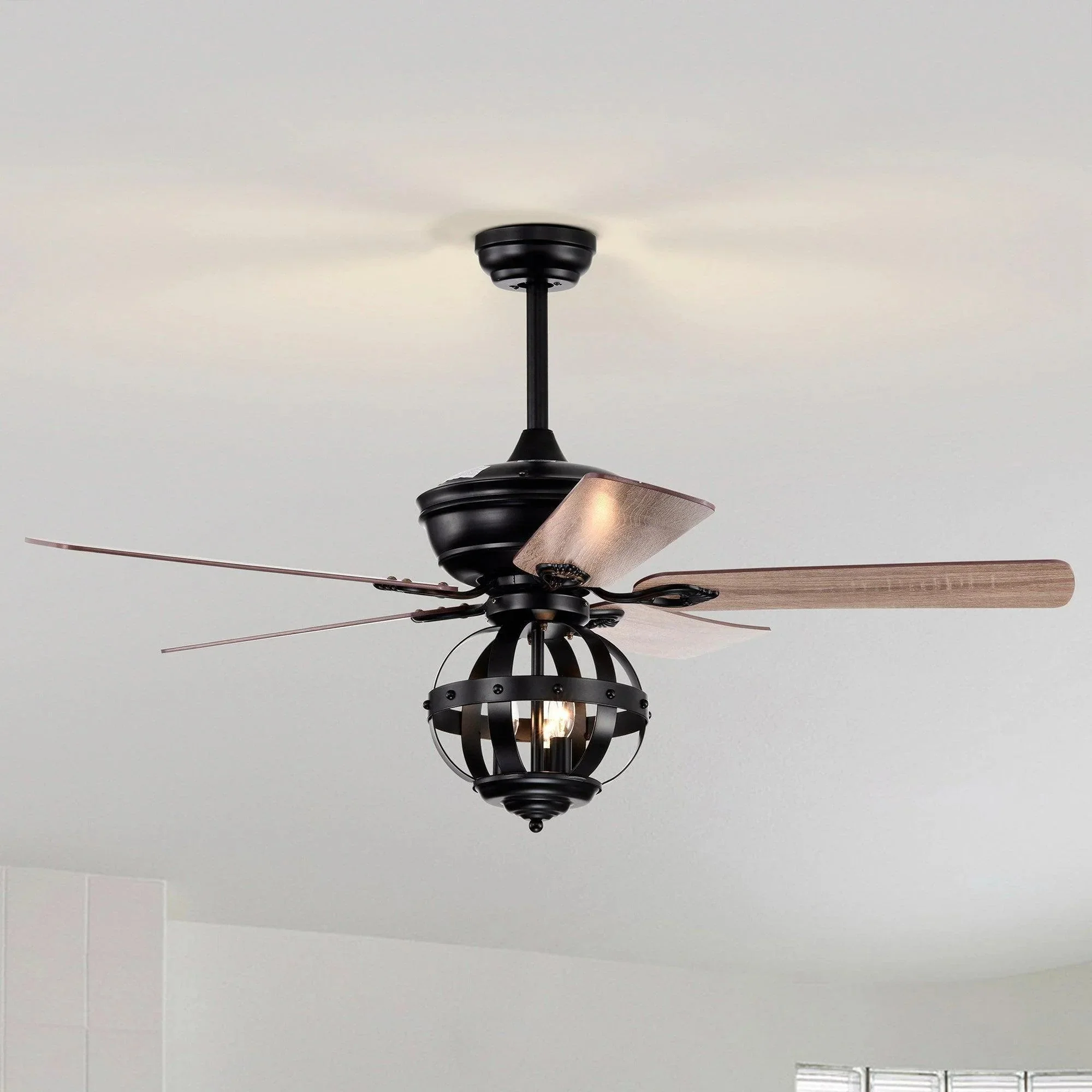 Parrot Uncle 52-Inch Wilburton Industrial Downrod Mount Reversible Ceiling Fan with Lighting and Remote Control (F6238110V) - Image 18