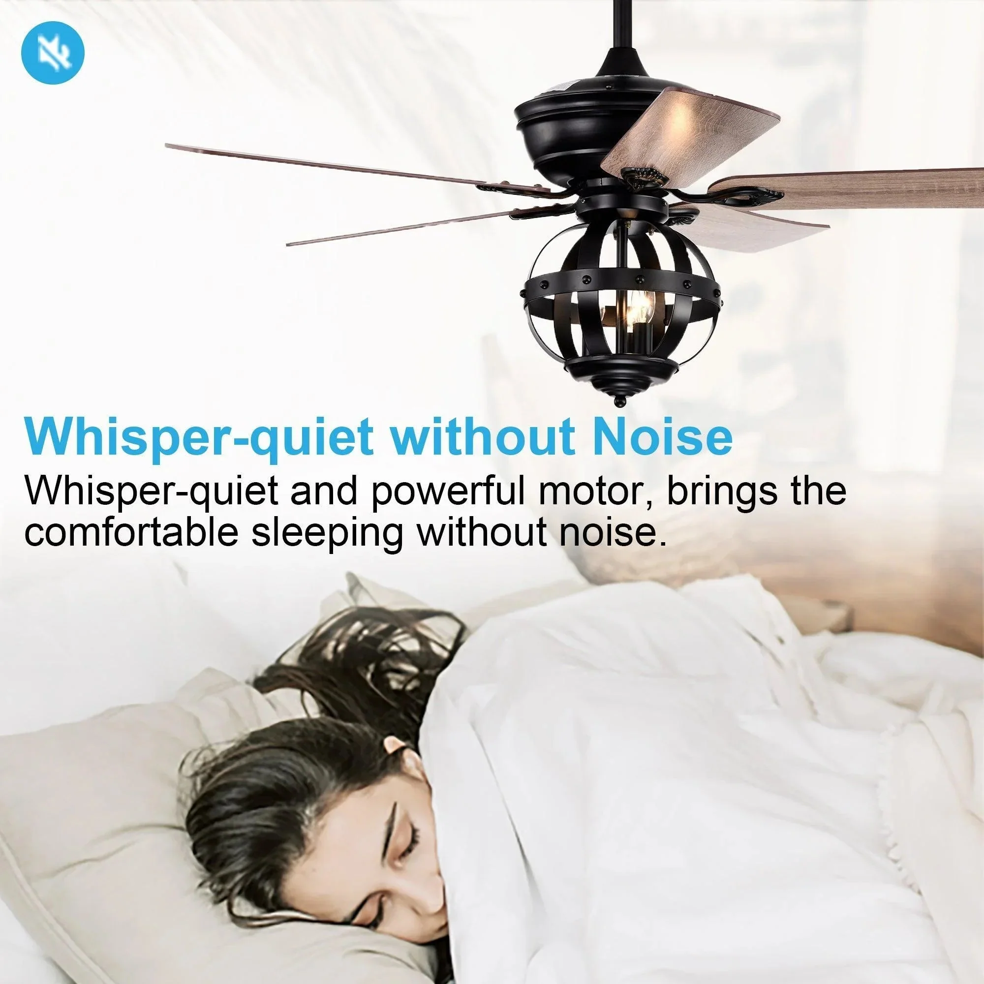 Parrot Uncle 52-Inch Wilburton Industrial Downrod Mount Reversible Ceiling Fan with Lighting and Remote Control (F6238110V) - Image 9