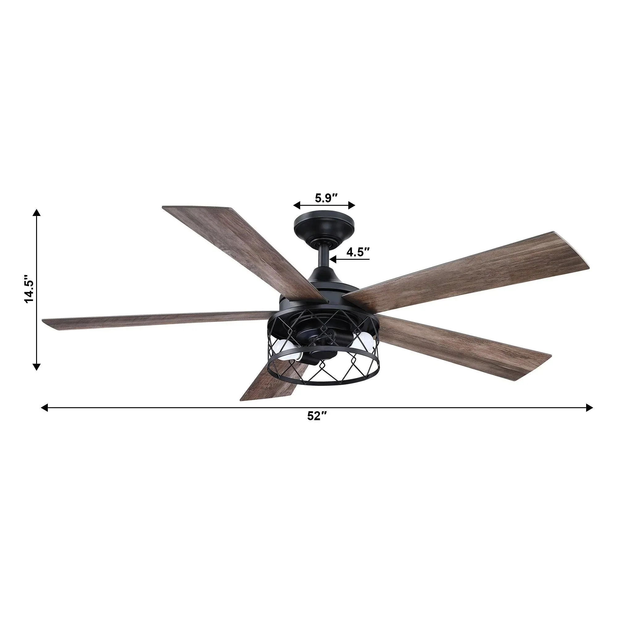 Parrot Uncle 52-Inch Windmill Industrial Downrod Mount Reversible Ceiling Fan with Lighting and Remote Control (BBLAB025A0) - Image 15