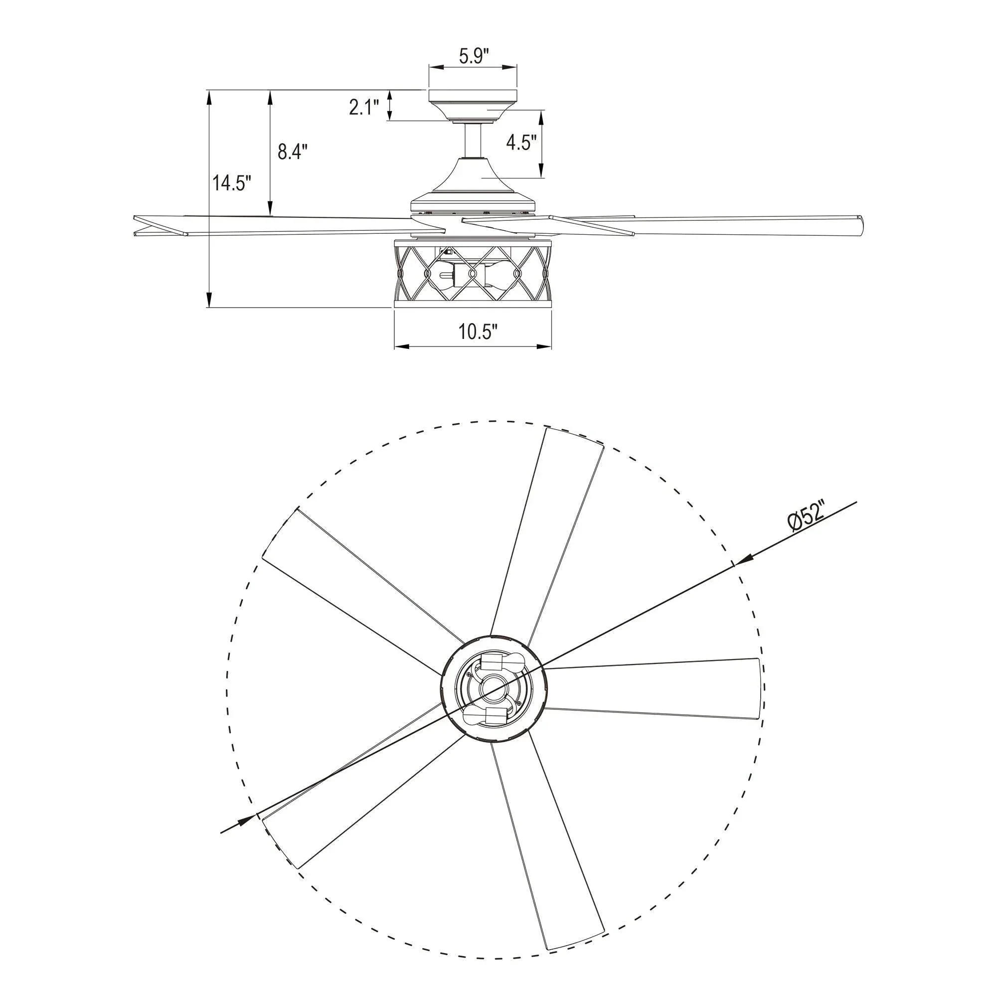 Parrot Uncle 52-Inch Windmill Industrial Downrod Mount Reversible Ceiling Fan with Lighting and Remote Control (BBLAB025A0) - Image 16