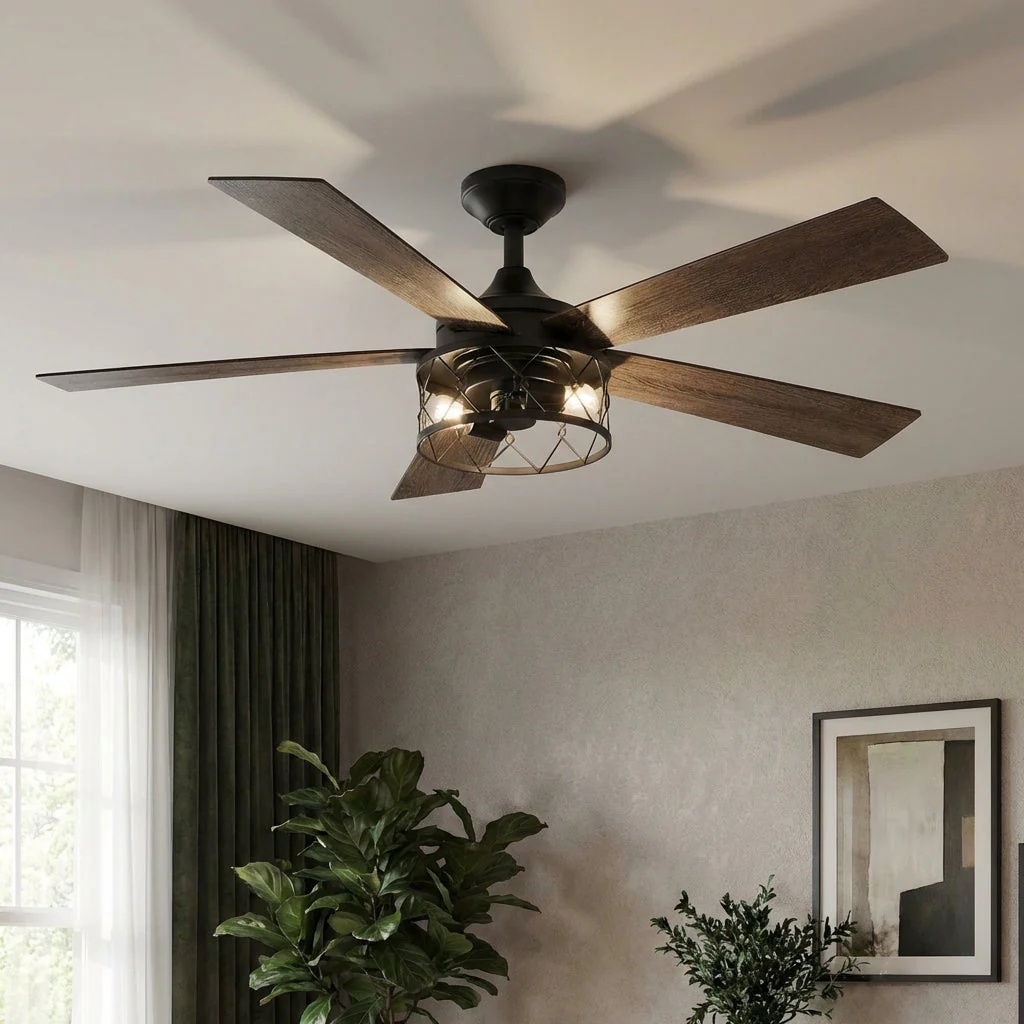 Parrot Uncle 52-Inch Windmill Industrial Downrod Mount Reversible Ceiling Fan with Lighting and Remote Control (BBLAB025A0) - Image 4