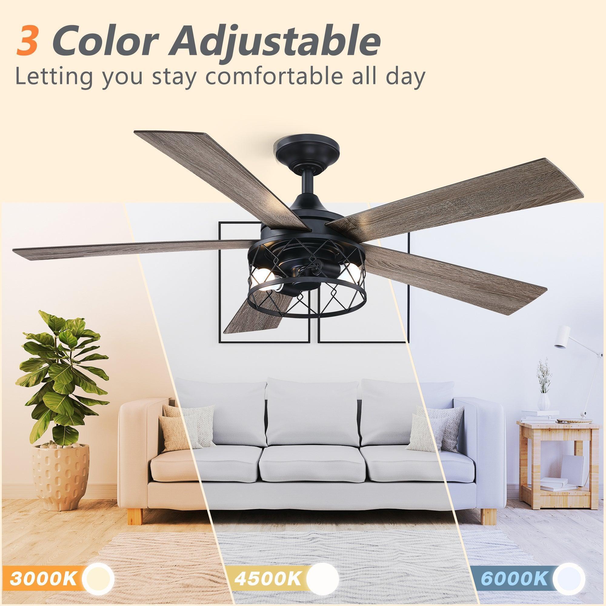 Parrot Uncle 52-Inch Windmill Industrial Downrod Mount Reversible Ceiling Fan with Lighting and Remote Control (BBLAB025A0) - Image 6