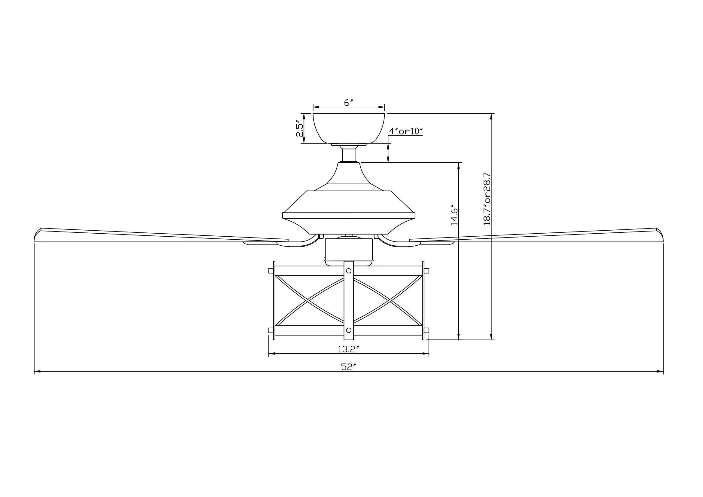 Parrot Uncle 52-Inch Wisner Industrial Downrod Mount Reversible Ceiling Fan with Lighting and Remote Control (F6316Q110V) - Image 12