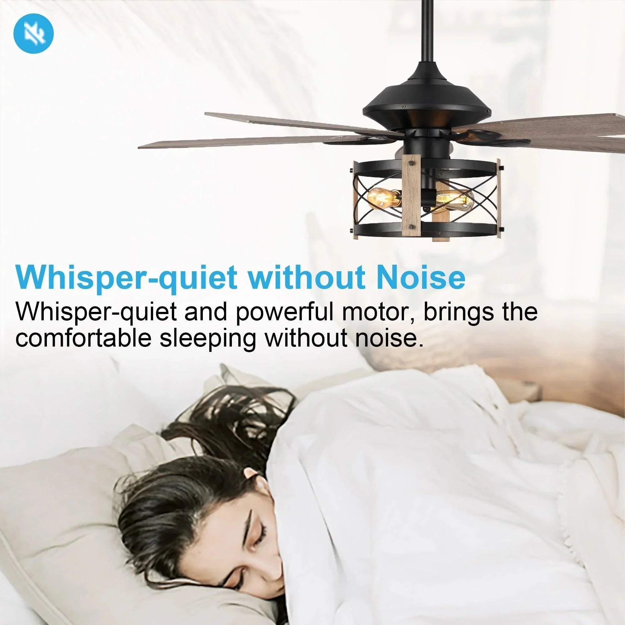 Parrot Uncle 52-Inch Wisner Industrial Downrod Mount Reversible Ceiling Fan with Lighting and Remote Control (F6316Q110V) - Image 6