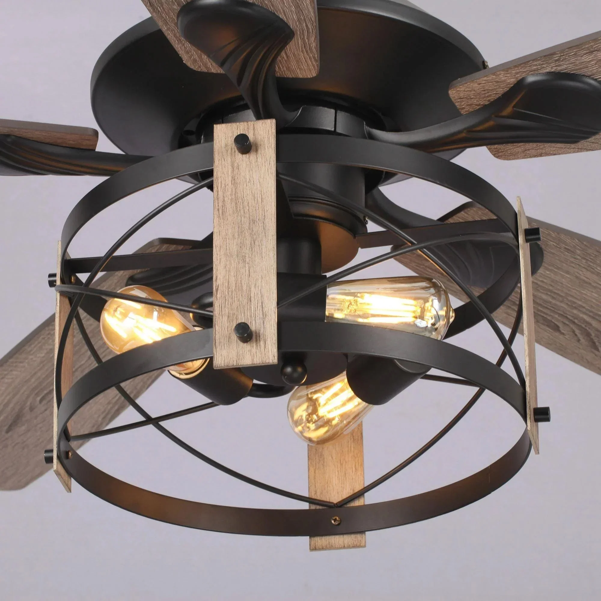 Parrot Uncle 52-Inch Wisner Industrial Downrod Mount Reversible Ceiling Fan with Lighting and Remote Control (F6316Q110V) - Image 9