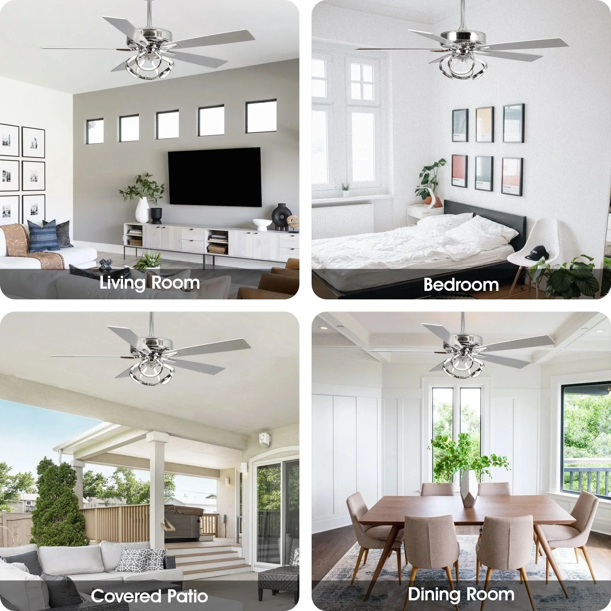 Parrot Uncle 52-Inch Zelda Modern DC Motor Downrod Mount Reversible Ceiling Fan with Lighting and Remote Control (F6367110V) - Image 10