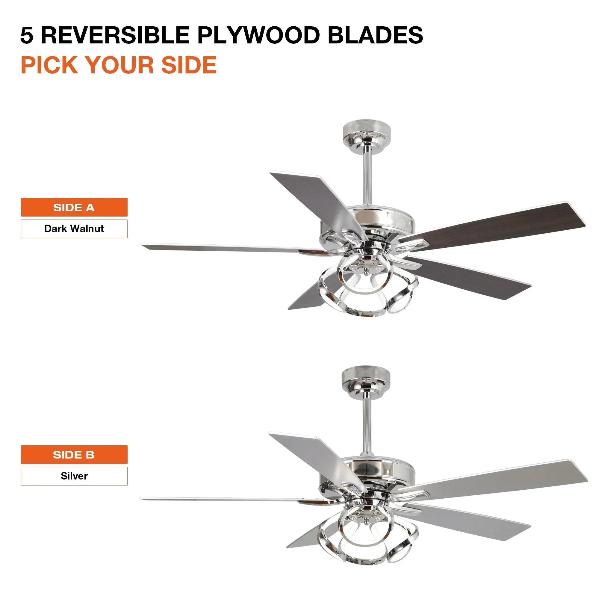 Parrot Uncle 52-Inch Zelda Modern DC Motor Downrod Mount Reversible Ceiling Fan with Lighting and Remote Control (F6367110V) - Image 13