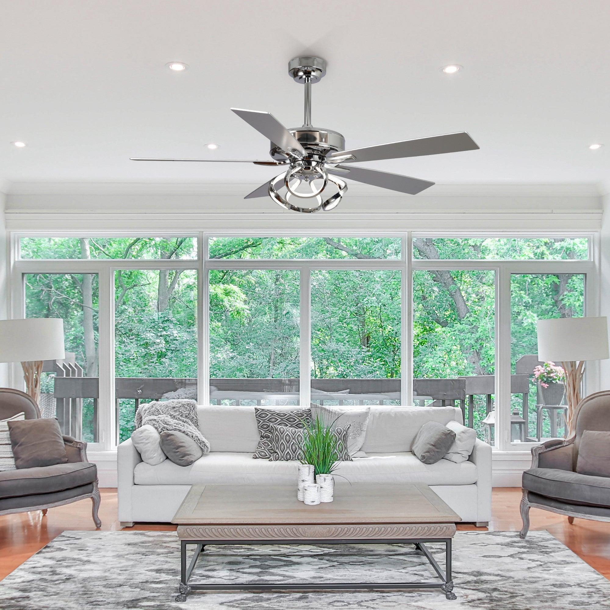 Parrot Uncle 52-Inch Zelda Modern DC Motor Downrod Mount Reversible Ceiling Fan with Lighting and Remote Control (F6367110V) - Image 2