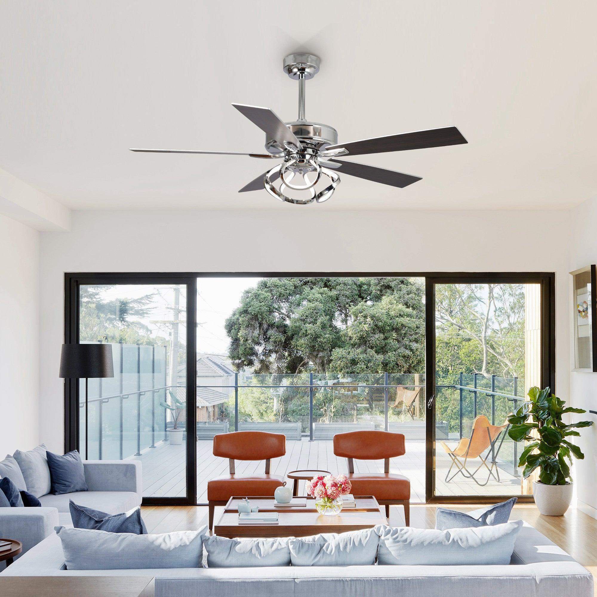 Parrot Uncle 52-Inch Zelda Modern DC Motor Downrod Mount Reversible Ceiling Fan with Lighting and Remote Control (F6367110V) - Image 5