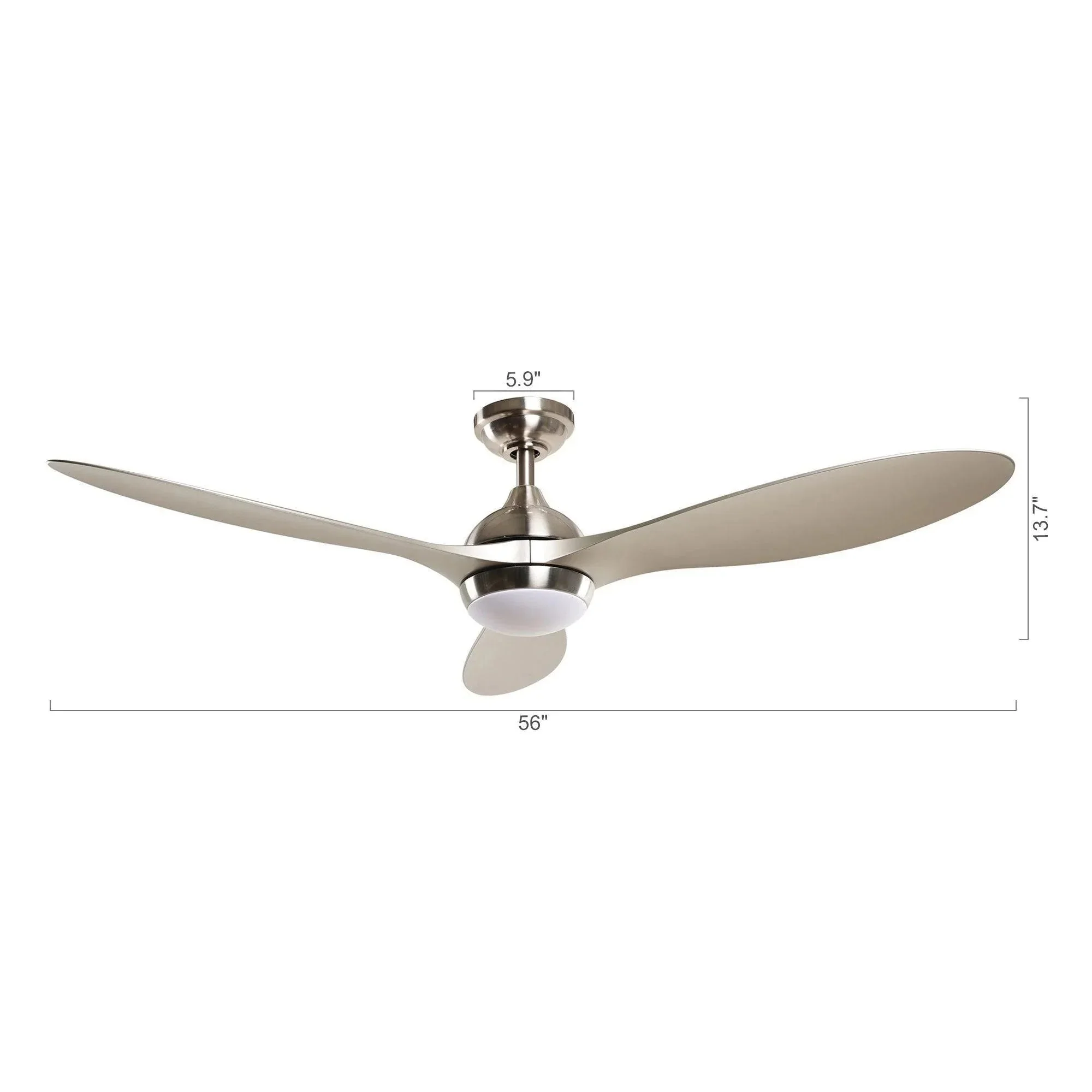 Parrot Uncle 56-Inch Bernardino Modern Brushed Nickel DC Motor Downrod Mount Reversible Ceiling Fan with Lighting and Remote Control (BBHTD20166E) - Image 12