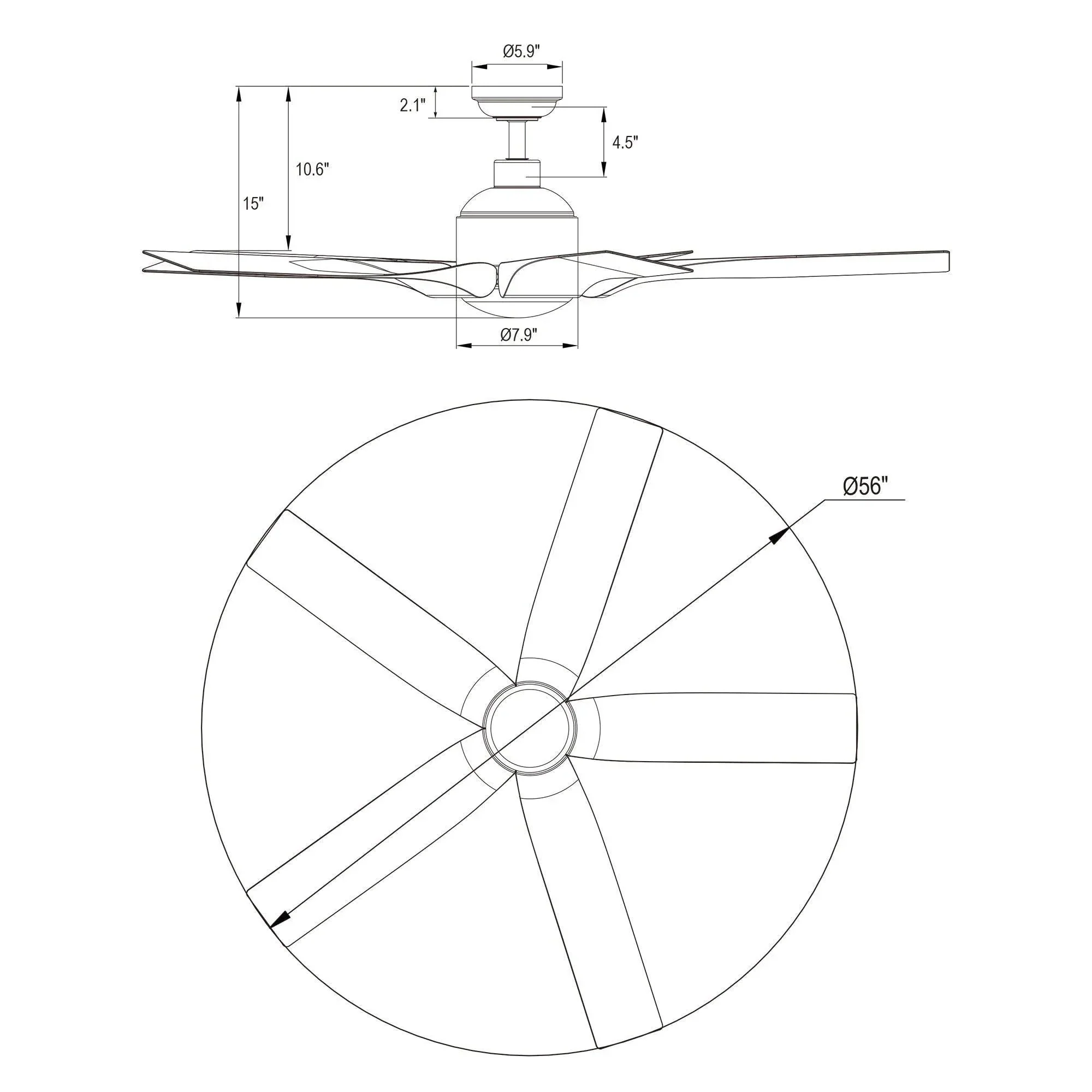 Parrot Uncle 56-Inch Genoa Farmhouse DC Motor Downrod Mount Reversible Ceiling Fan with Lighting and Remote Control (BBLDA158A) - Image 18