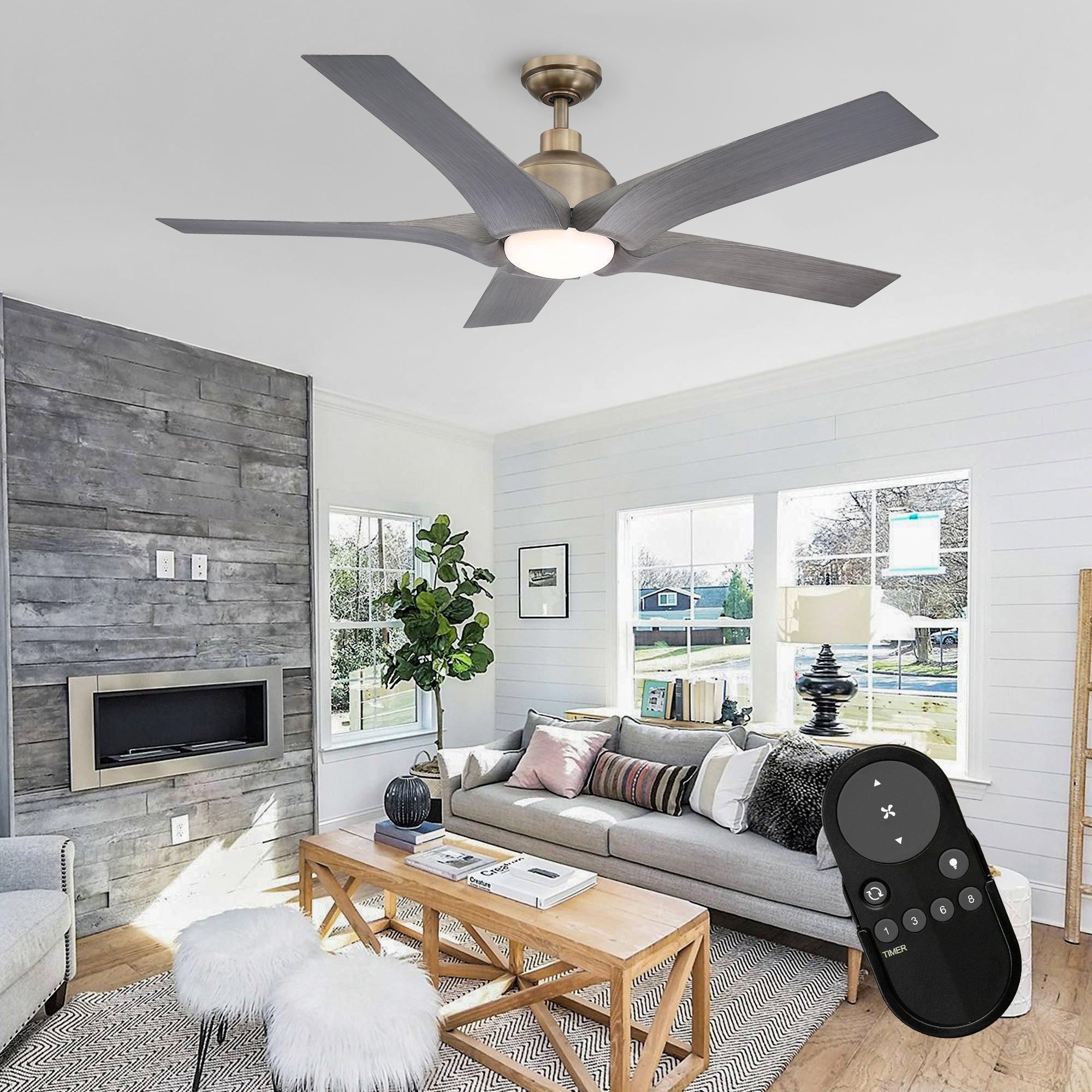 Parrot Uncle 56-Inch Genoa Farmhouse DC Motor Downrod Mount Reversible Ceiling Fan with Lighting and Remote Control (BBLDA158A) - Image 4