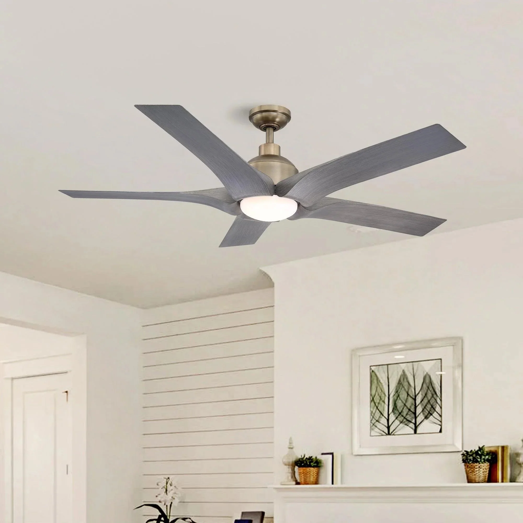 Parrot Uncle 56-Inch Genoa Farmhouse DC Motor Downrod Mount Reversible Ceiling Fan with Lighting and Remote Control (BBLDA158A) - Image 5