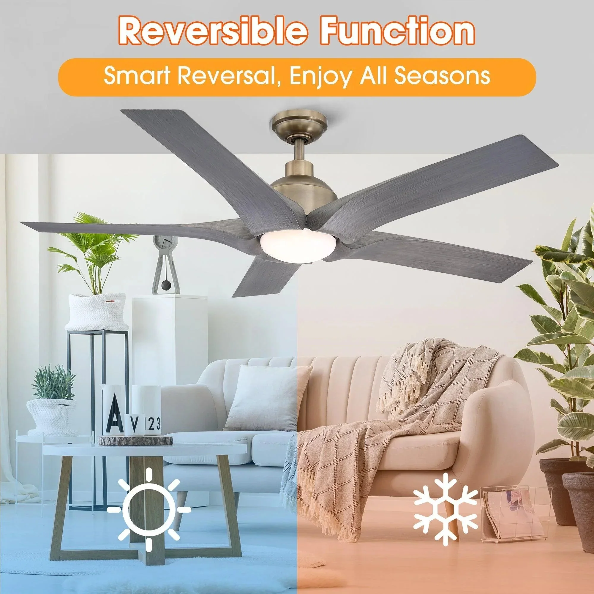 Parrot Uncle 56-Inch Genoa Farmhouse DC Motor Downrod Mount Reversible Ceiling Fan with Lighting and Remote Control (BBLDA158A) - Image 6