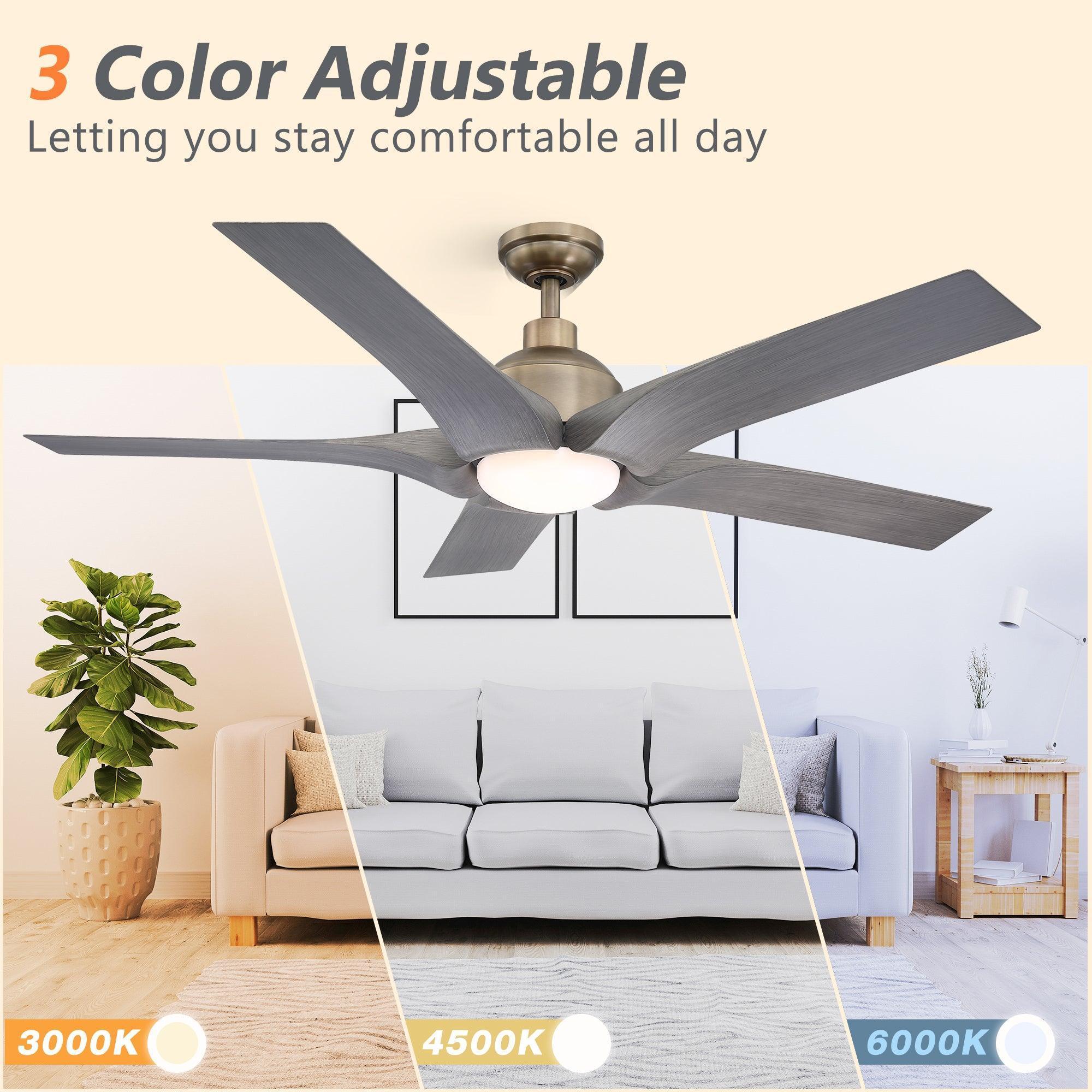 Parrot Uncle 56-Inch Genoa Farmhouse DC Motor Downrod Mount Reversible Ceiling Fan with Lighting and Remote Control (BBLDA158A) - Image 7