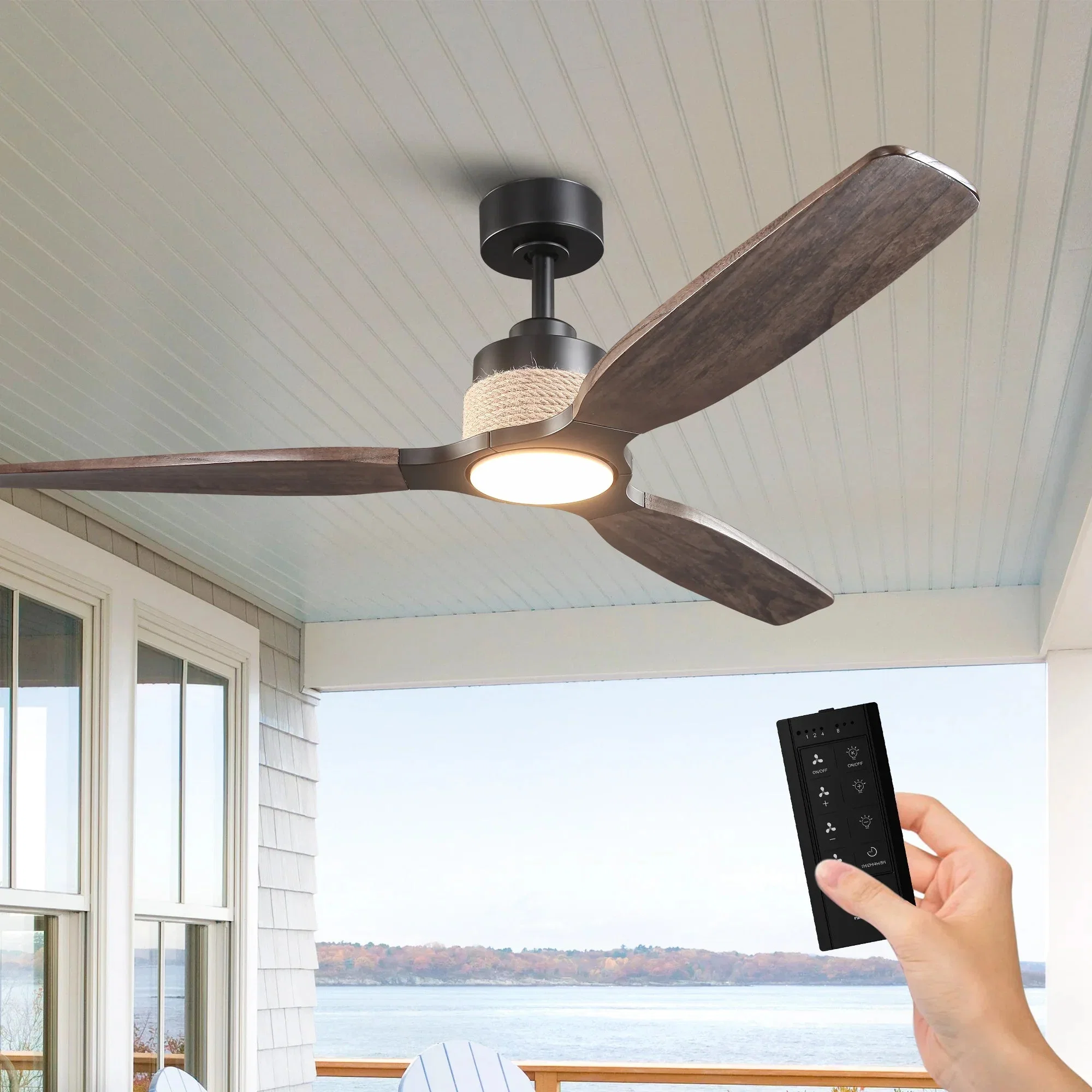Parrot Uncle 56-Inch Louise Downrod Mount LED Ceiling Fan with Remote Control (F6015) - Image 11