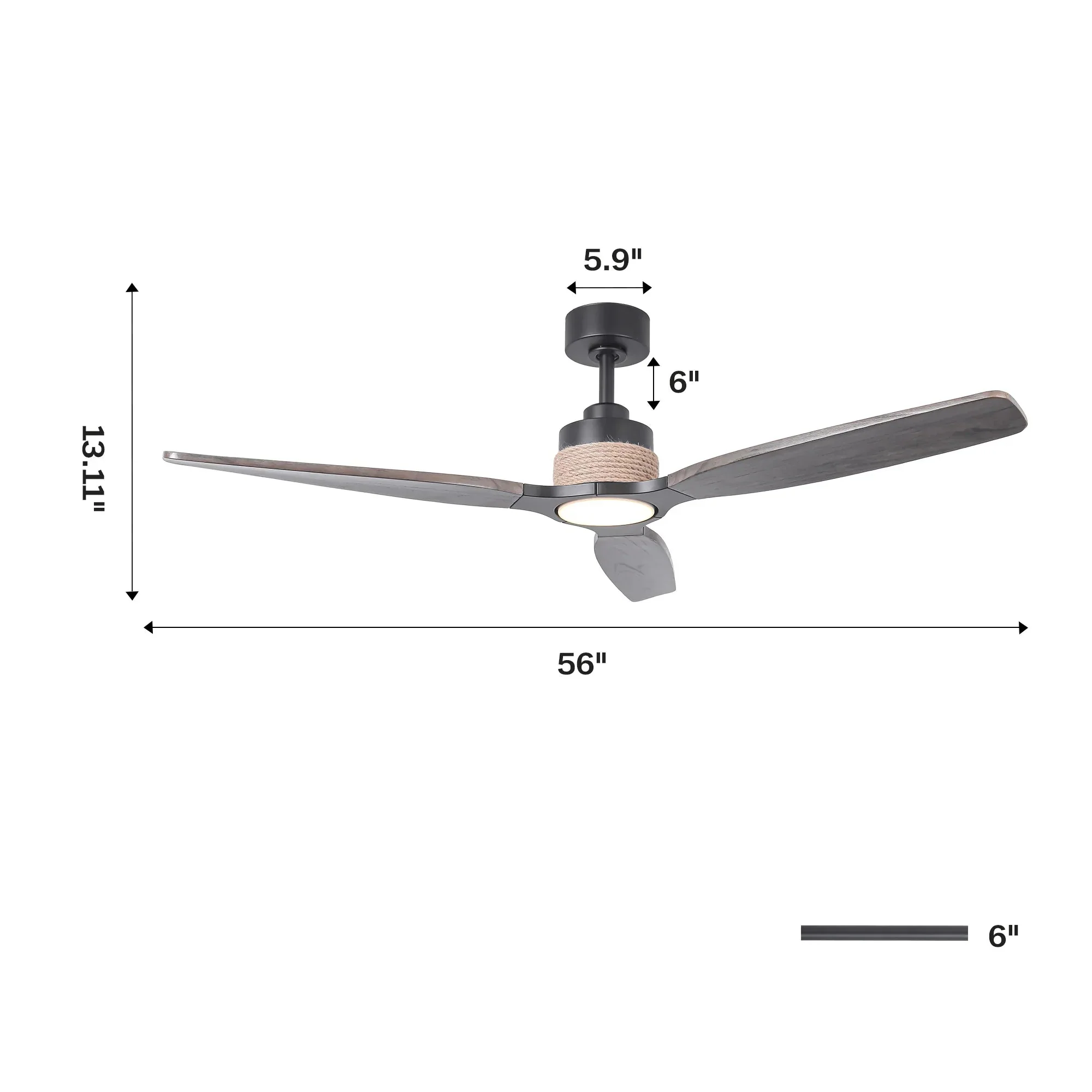 Parrot Uncle 56-Inch Louise Downrod Mount LED Ceiling Fan with Remote Control (F6015) - Image 16