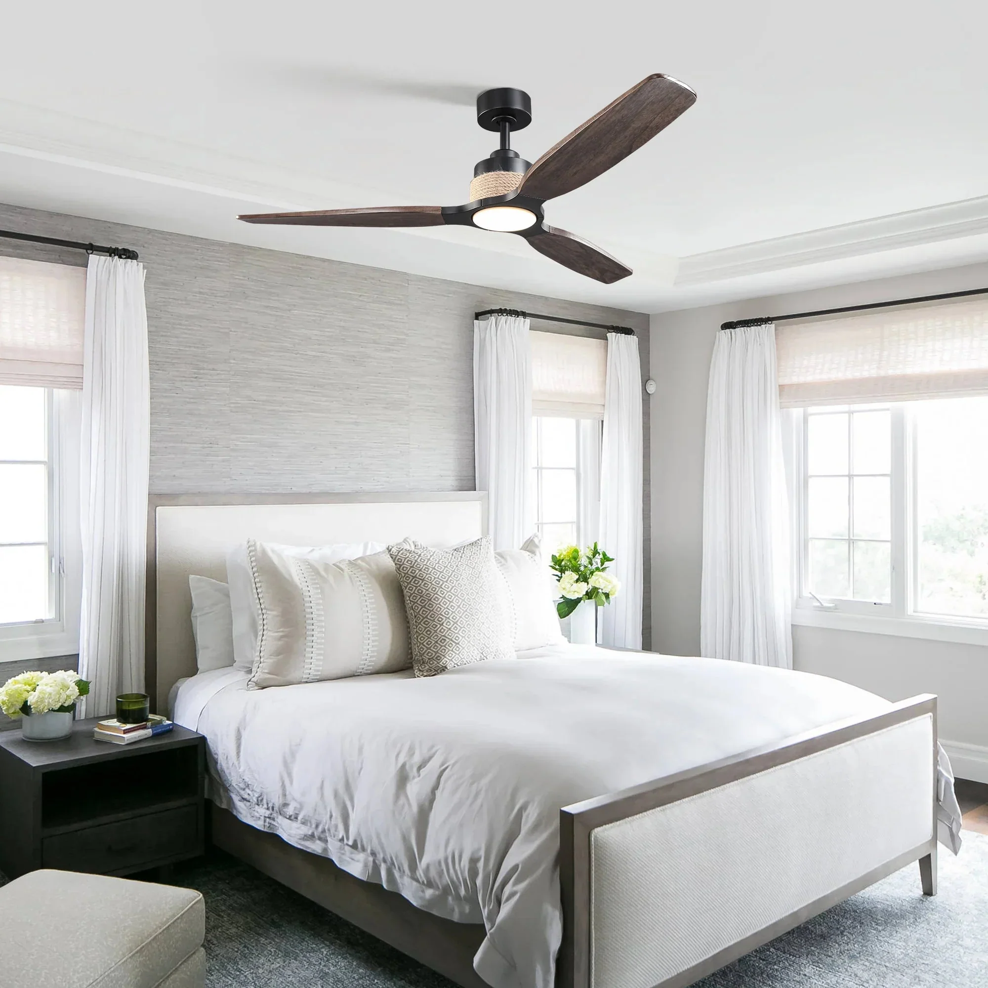 Parrot Uncle 56-Inch Louise Downrod Mount LED Ceiling Fan with Remote Control (F6015) - Image 4