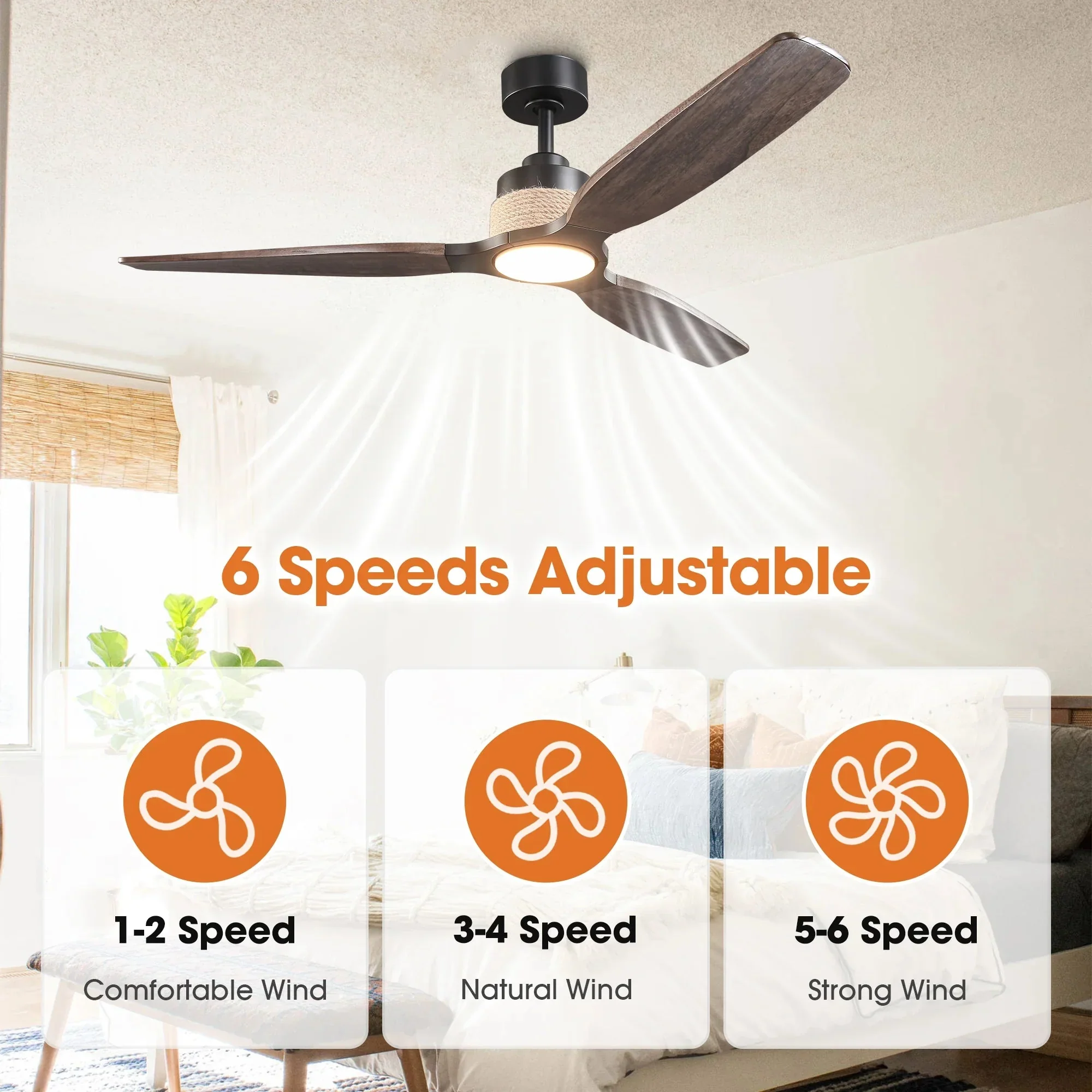 Parrot Uncle 56-Inch Louise Downrod Mount LED Ceiling Fan with Remote Control (F6015) - Image 8