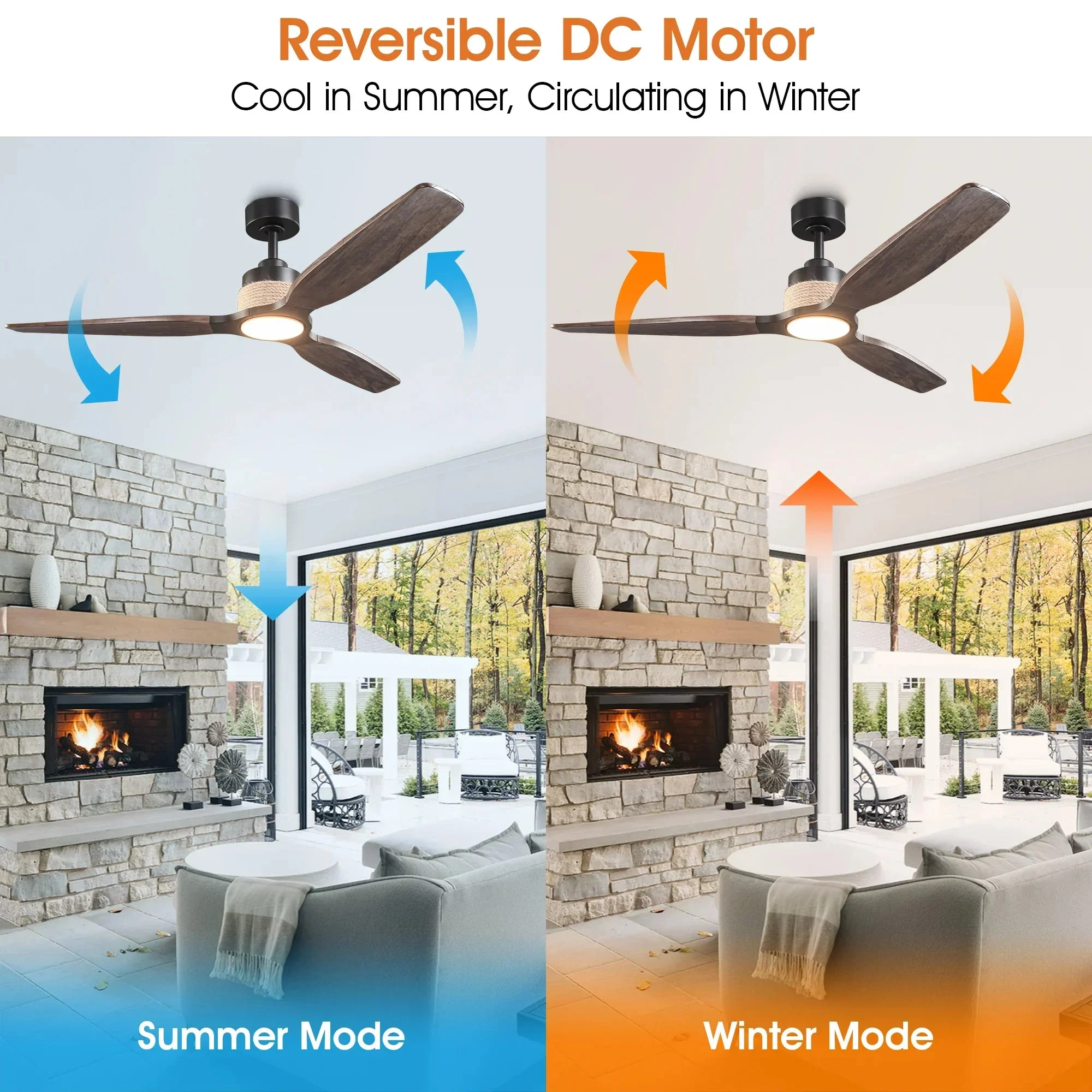 Parrot Uncle 56-Inch Louise Downrod Mount LED Ceiling Fan with Remote Control (F6015) - Image 9