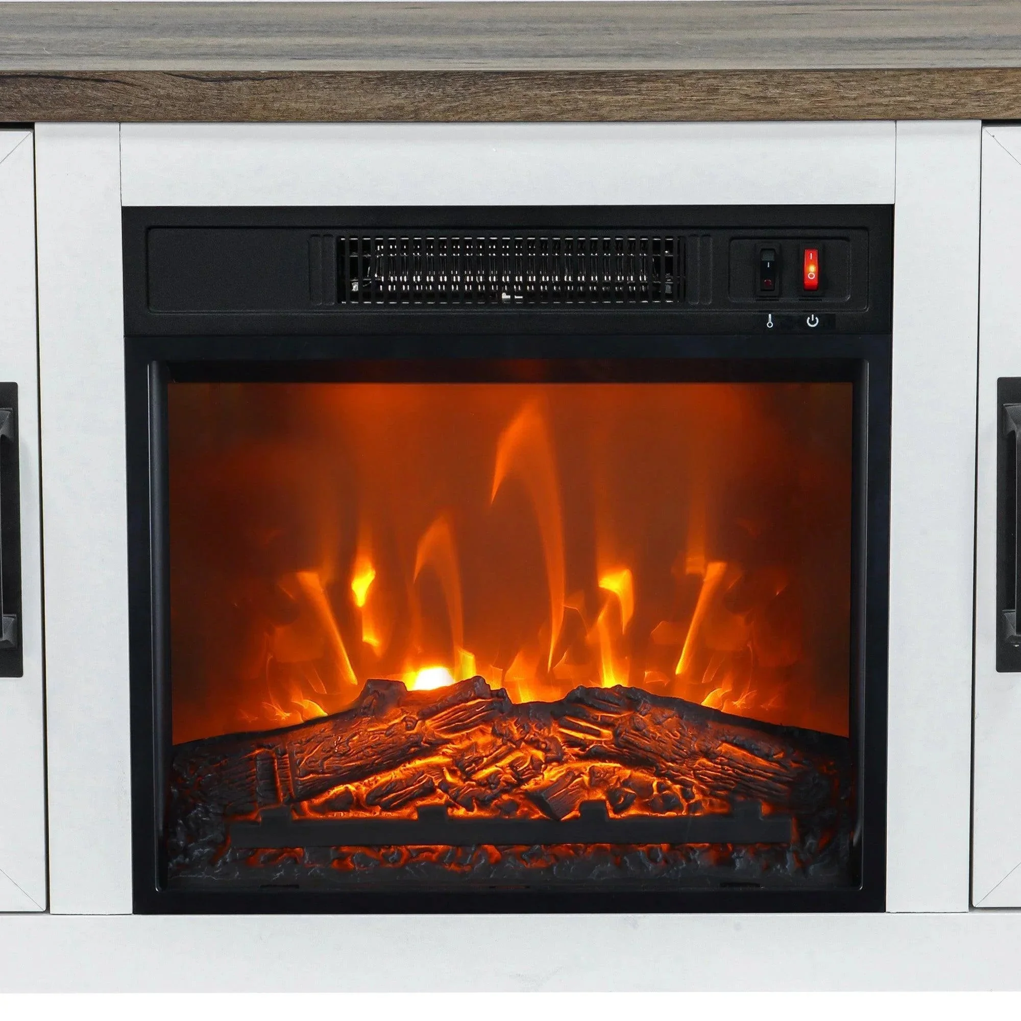 Parrot Uncle 58-Inch Farmhouse TV Stand with 18-Inch Insert Electric Fireplace for Living Room - Image 12