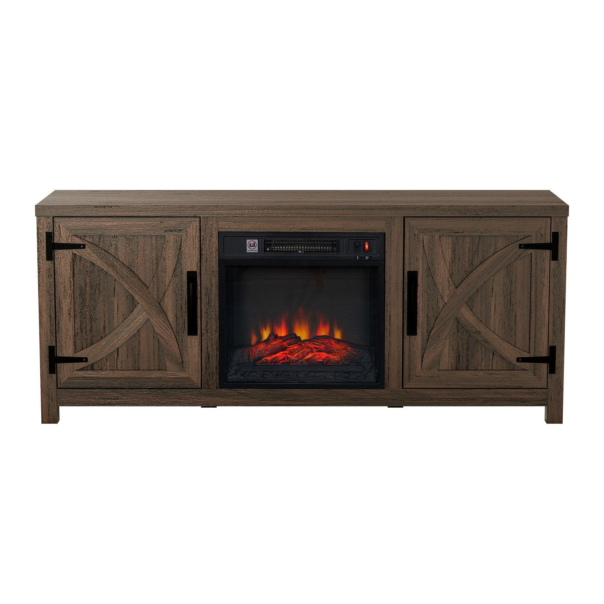 Parrot Uncle 58-Inch Farmhouse TV Stand with 18-Inch Insert Electric Fireplace for Living Room - Image 13