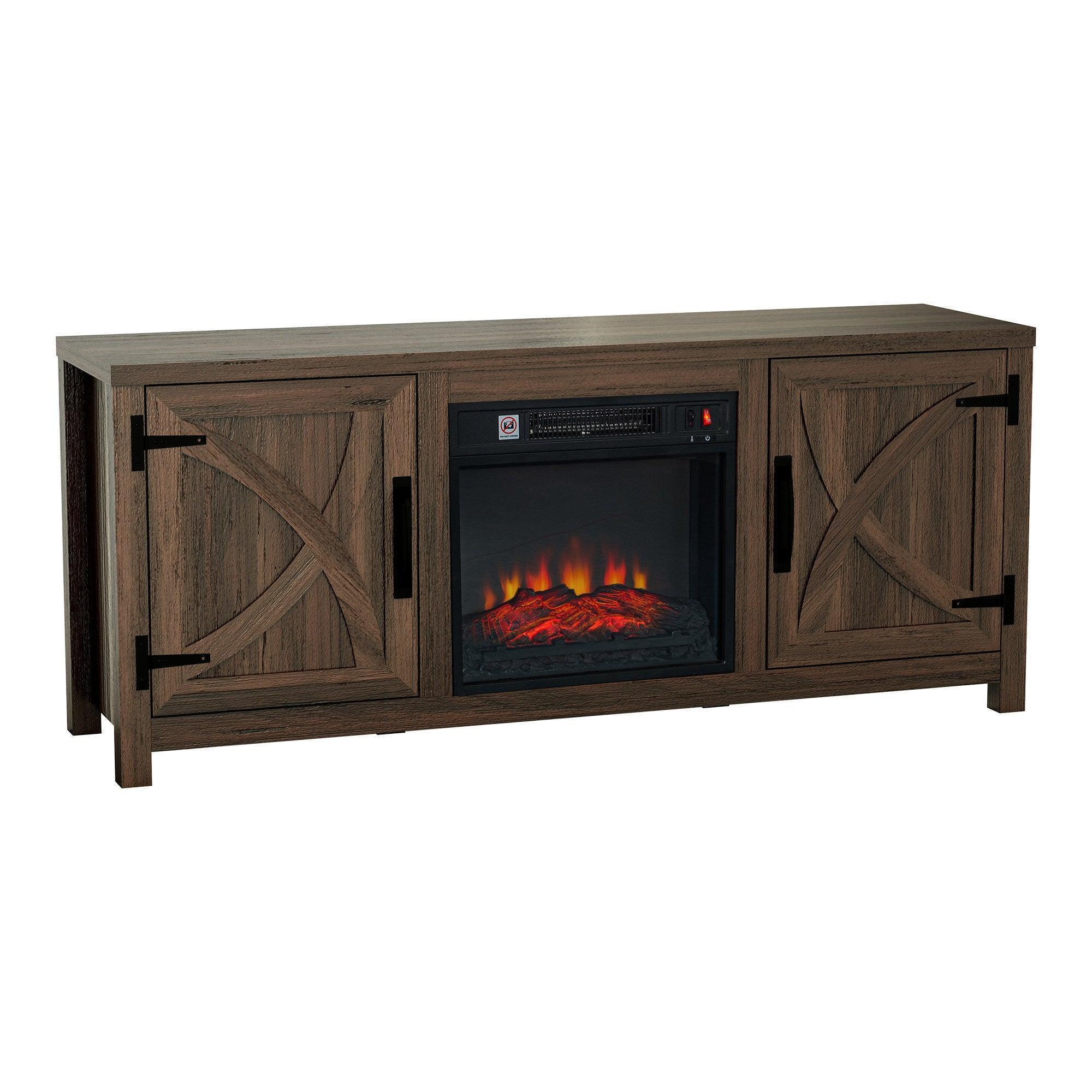 Parrot Uncle 58-Inch Farmhouse TV Stand with 18-Inch Insert Electric Fireplace for Living Room - Image 16