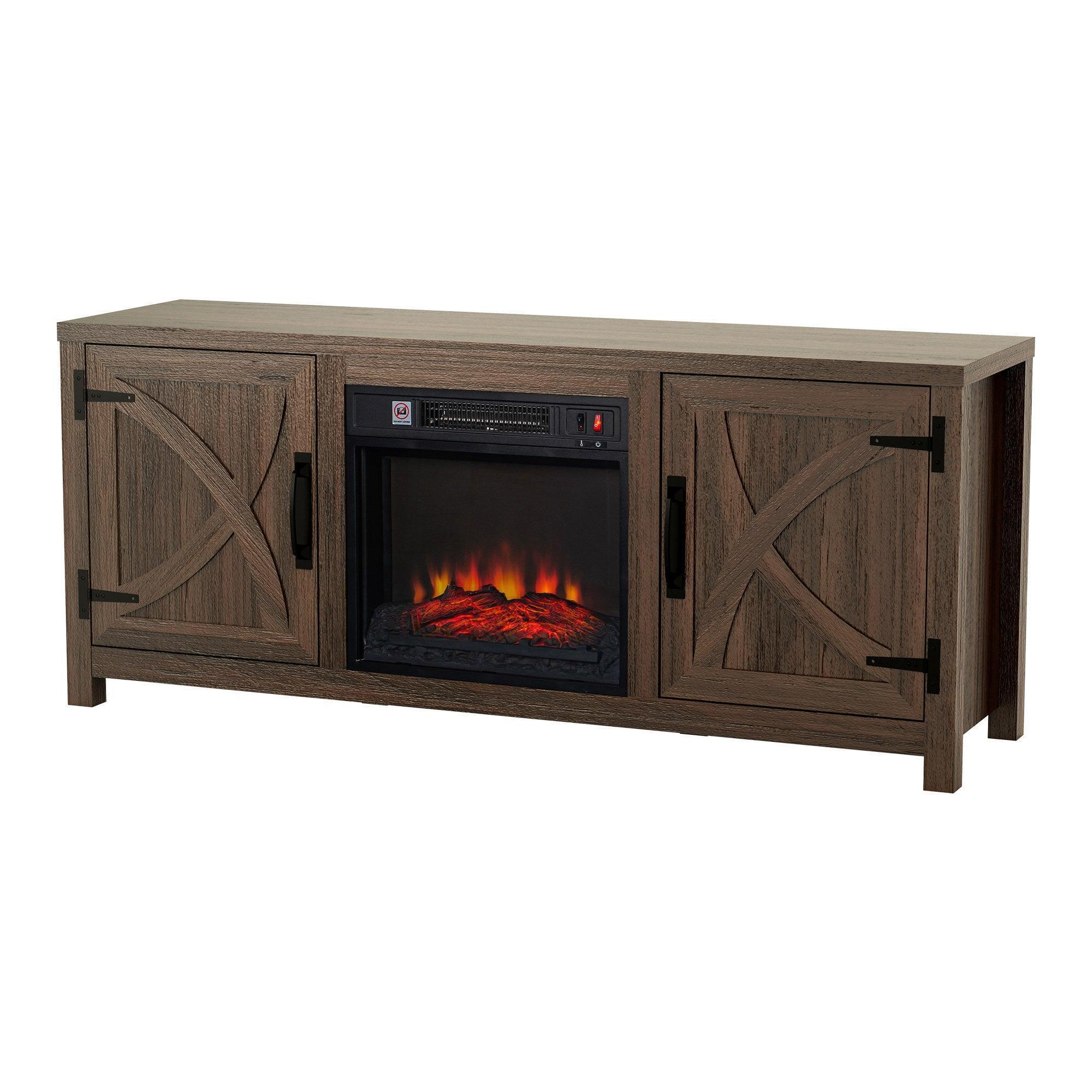 Parrot Uncle 58-Inch Farmhouse TV Stand with 18-Inch Insert Electric Fireplace for Living Room - Image 17