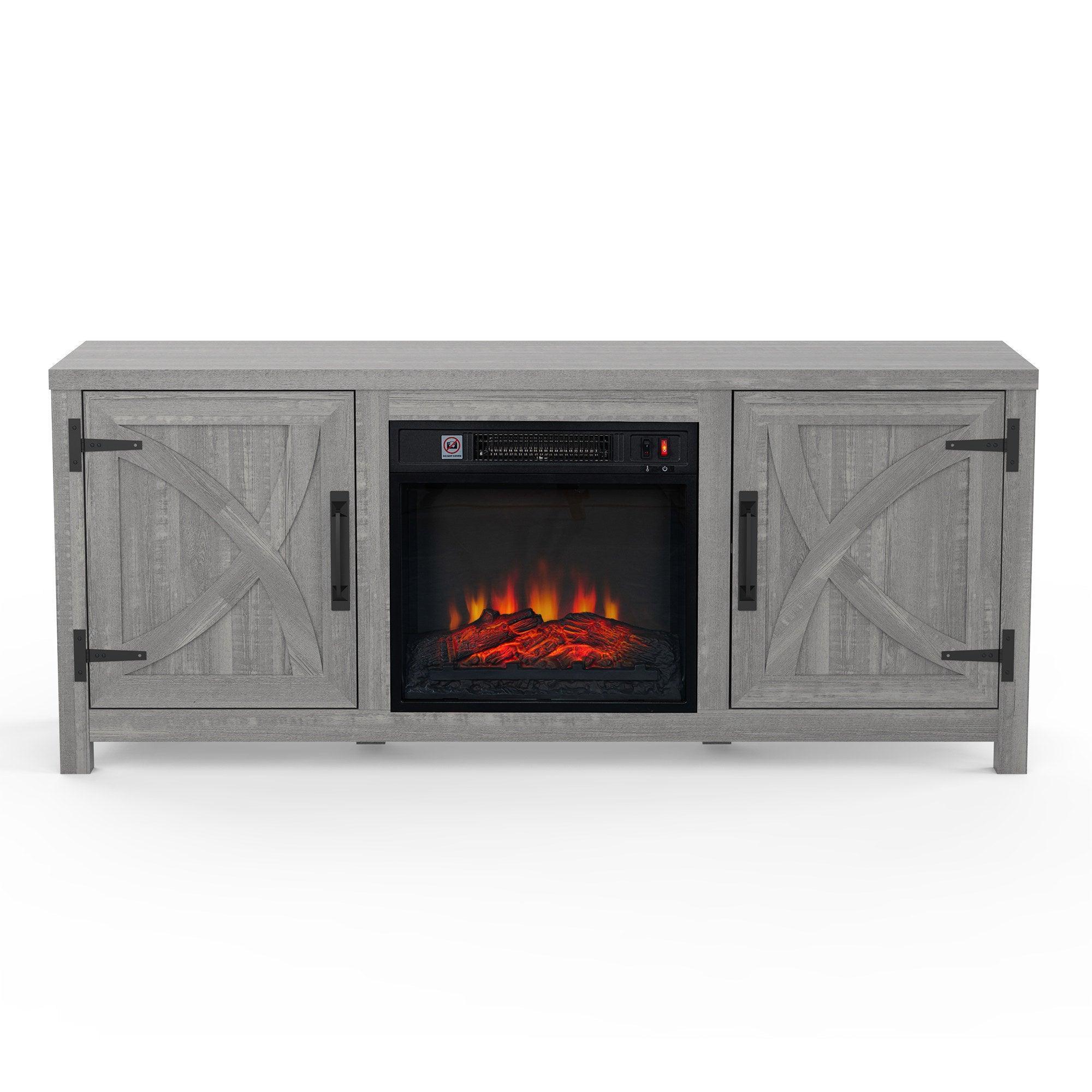 Parrot Uncle 58-Inch Farmhouse TV Stand with 18-Inch Insert Electric Fireplace for Living Room - Image 21