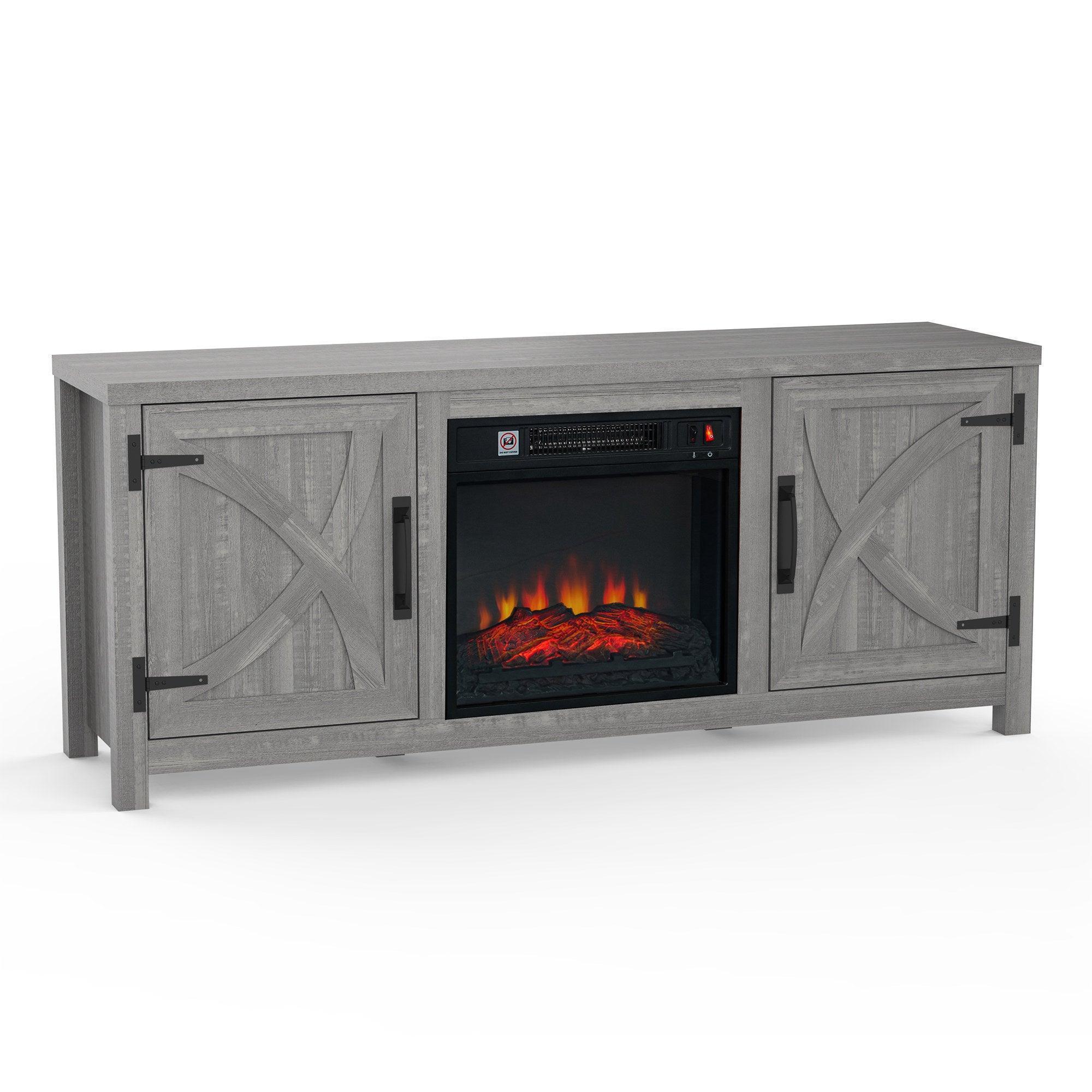 Parrot Uncle 58-Inch Farmhouse TV Stand with 18-Inch Insert Electric Fireplace for Living Room - Image 24