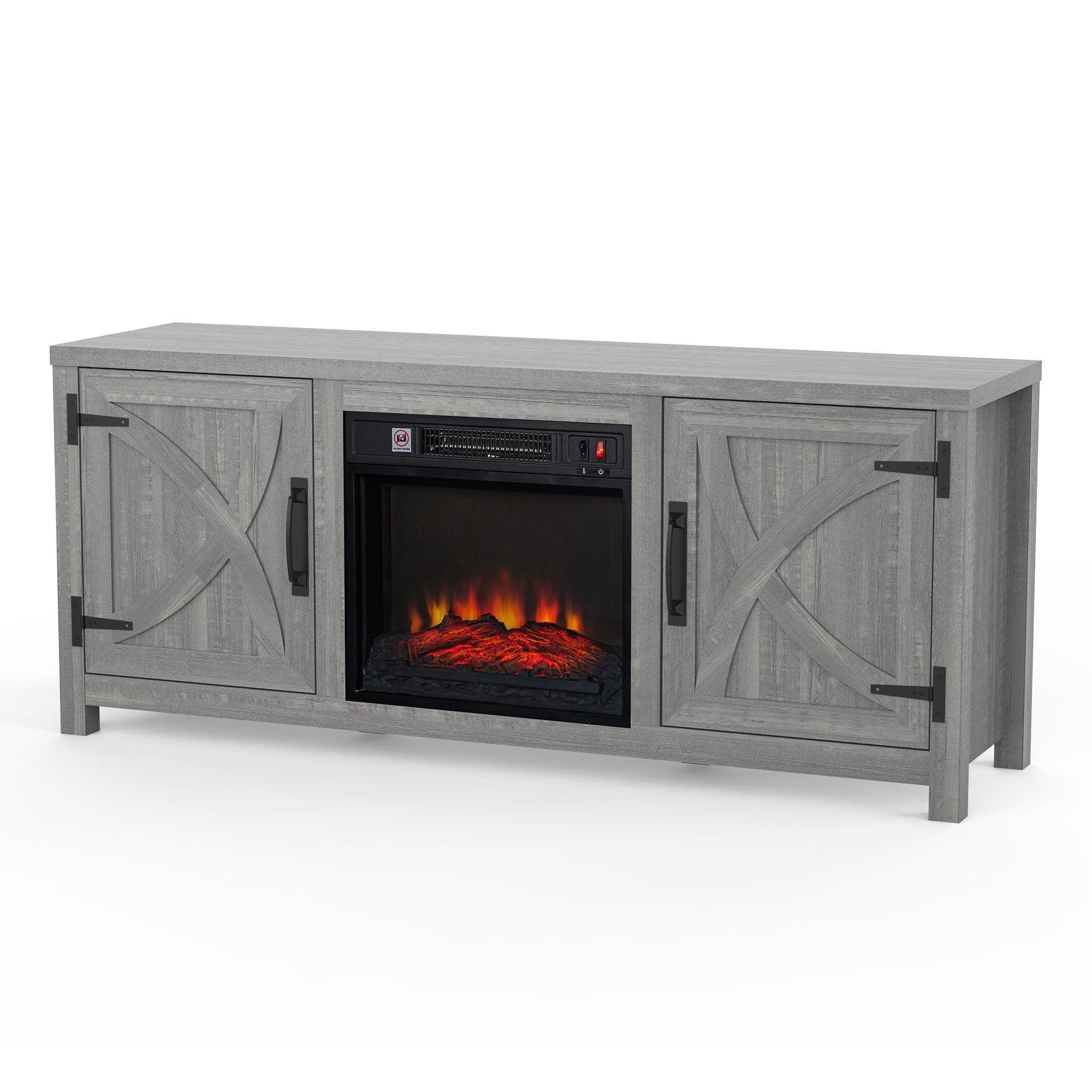 Parrot Uncle 58-Inch Farmhouse TV Stand with 18-Inch Insert Electric Fireplace for Living Room - Image 25