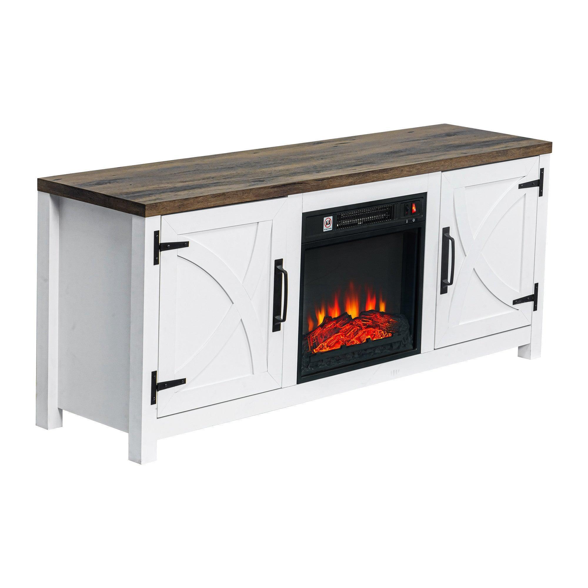 Parrot Uncle 58-Inch Farmhouse TV Stand with 18-Inch Insert Electric Fireplace for Living Room - Image 6