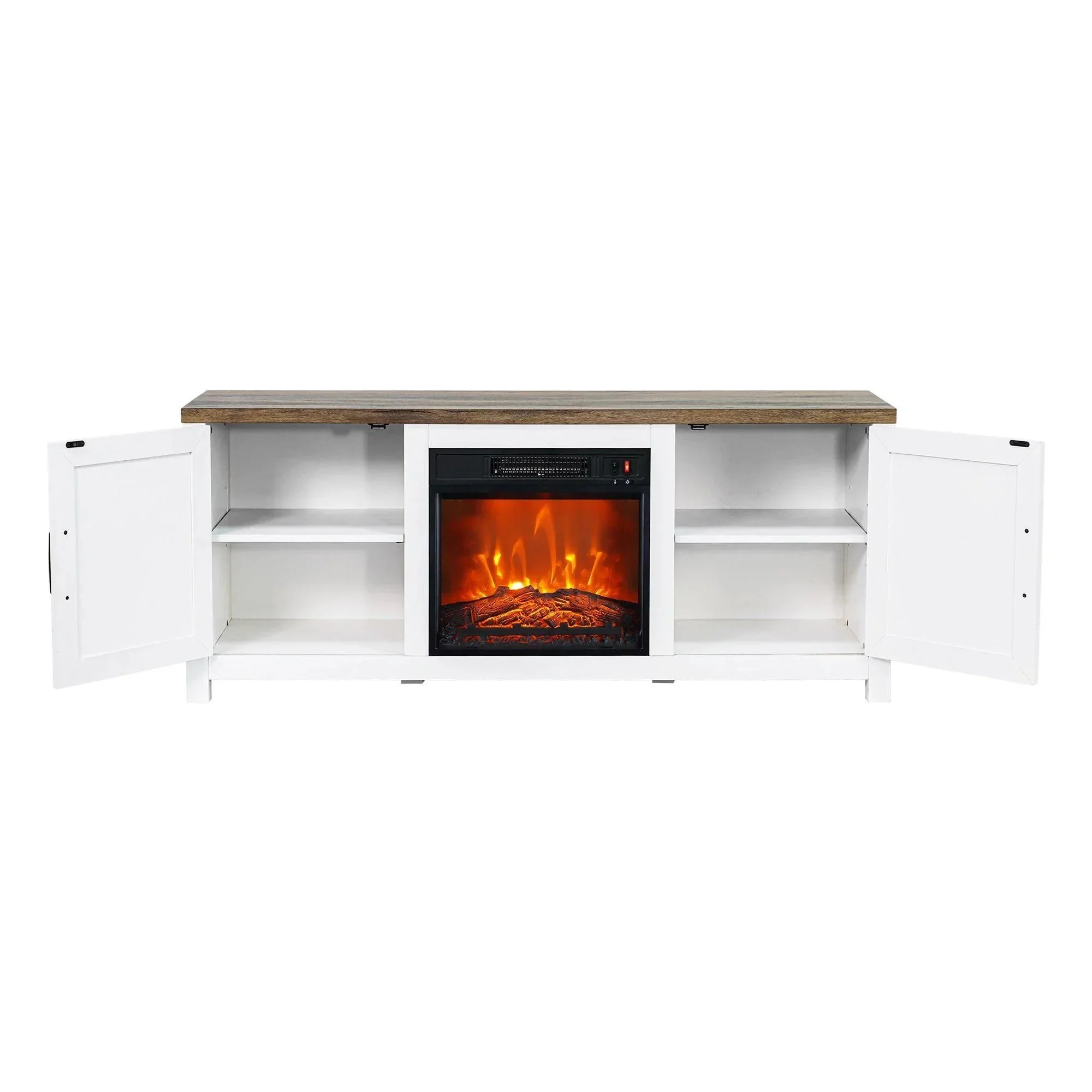 Parrot Uncle 58-Inch Farmhouse TV Stand with 18-Inch Insert Electric Fireplace for Living Room - Image 7