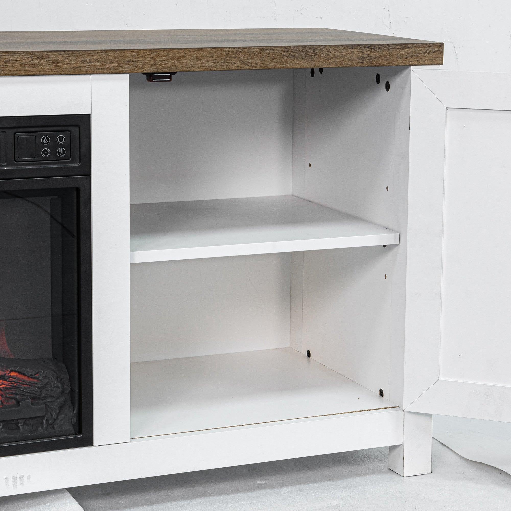 Parrot Uncle 58-Inch Farmhouse TV Stand with 18-Inch Insert Electric Fireplace for Living Room - Image 9