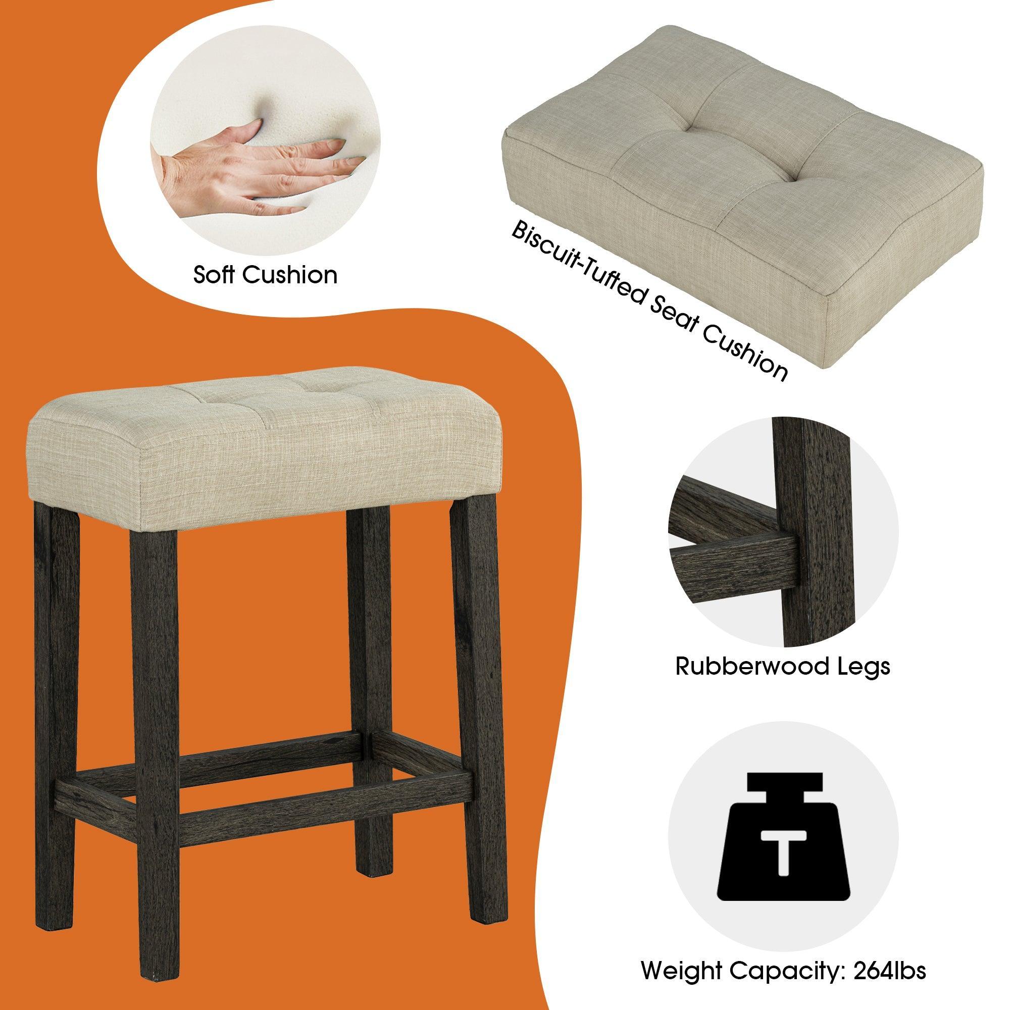 Parrot Uncle 59-Inch Rustic Dining&Bar Table Set with 3 Stools for Apartment, USB-A & USB-C Charging Ports (SL3403DG-PT-4PK-PU) - Image 5