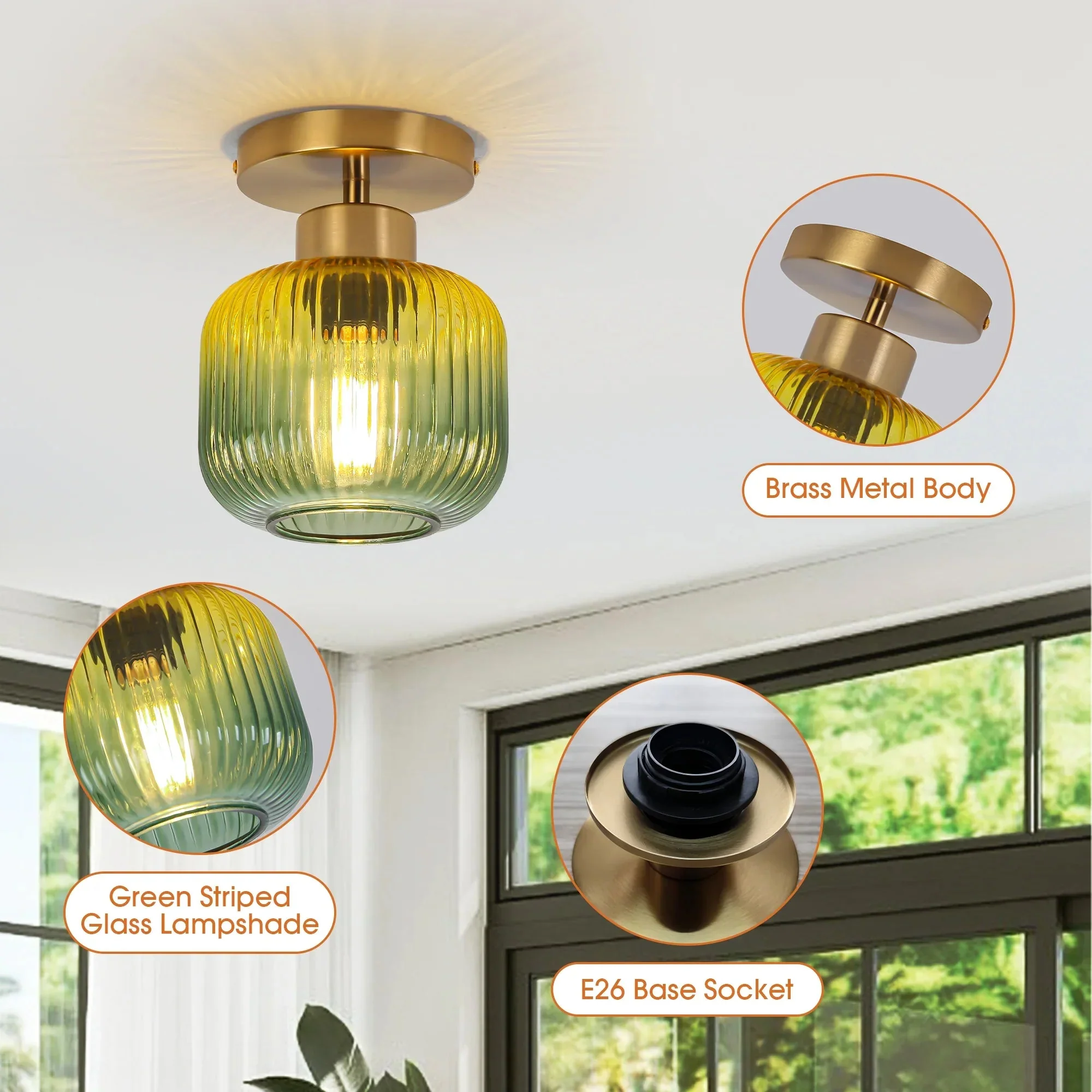 Parrot Uncle 6-Inch Bard 1-Light Semi-Flush Mount Ceiling Light (C3012) - Image 6