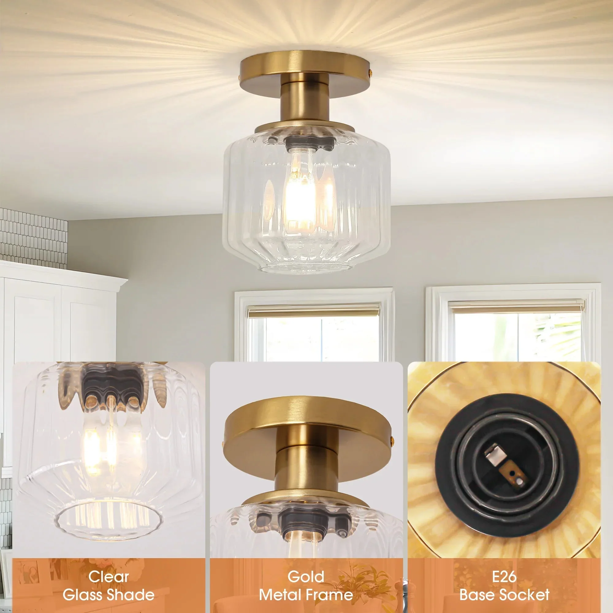 Parrot Uncle 6-Inch Marico 1-Light Semi-Flush Mount Ceiling Light - Image 9