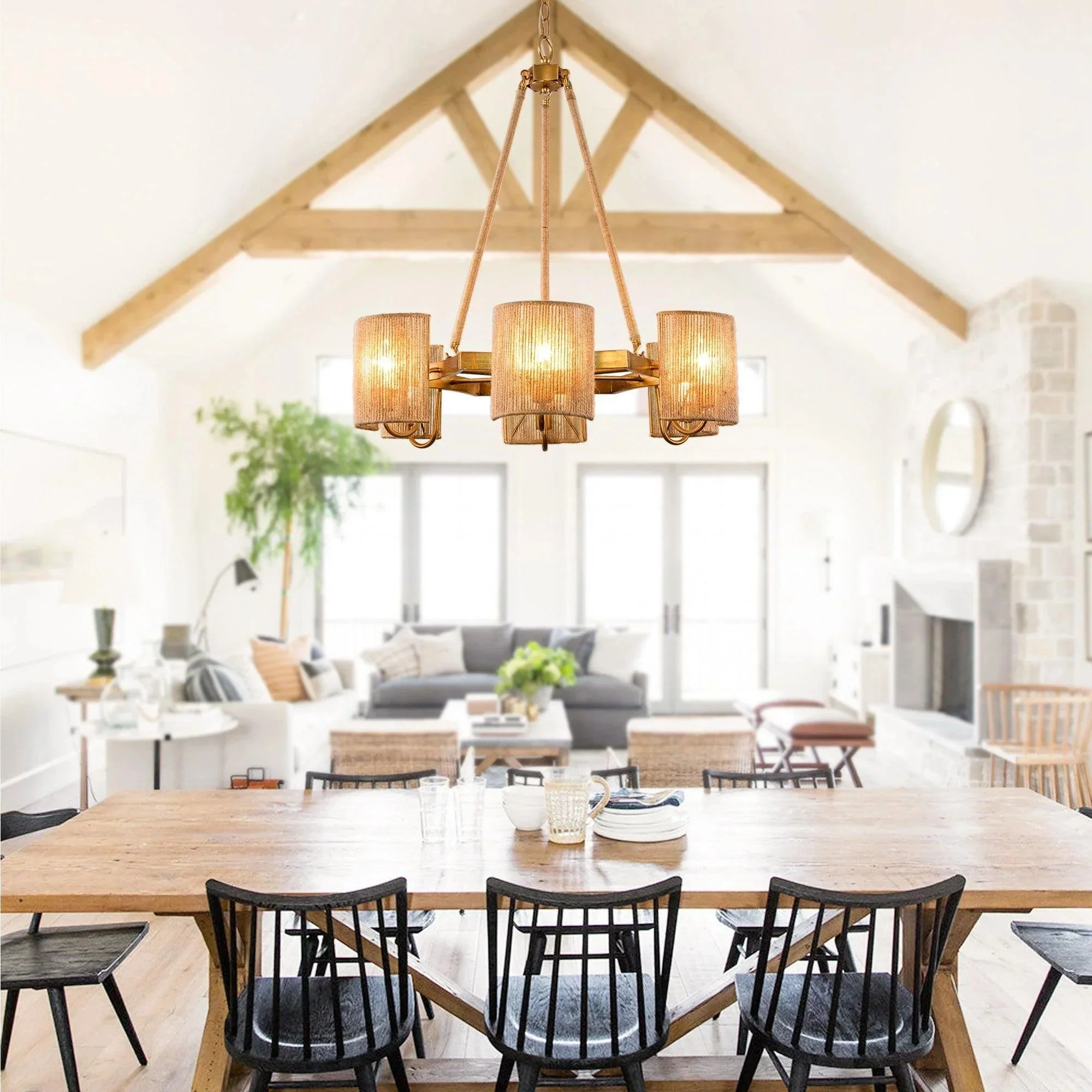 Parrot Uncle 6-Light Farmhouse Bedroom Island Pendant Lighting (BBW9637-6) - Image 4