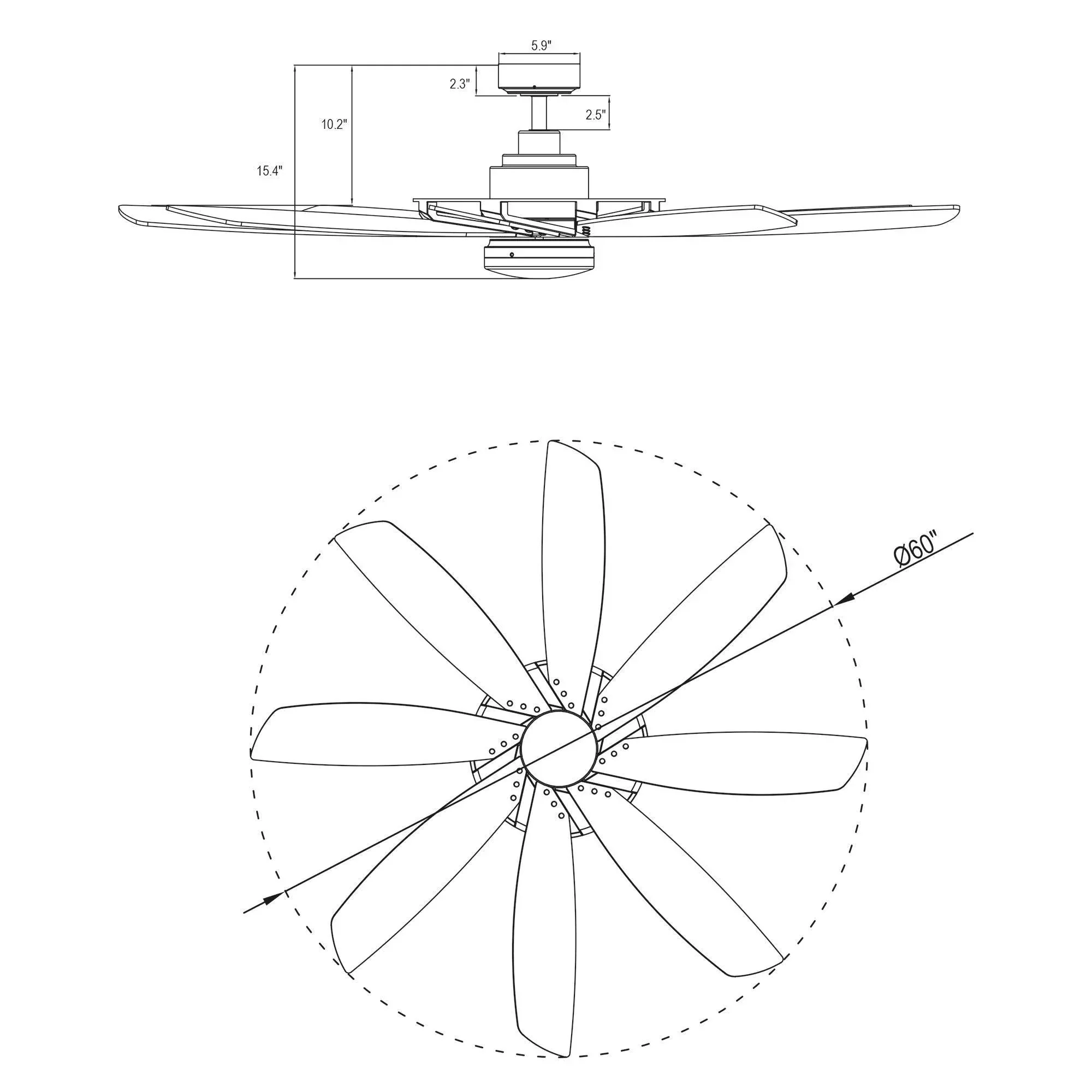 Parrot Uncle 60-Inch Antone Industrial DC Motor Downrod Mount Reversible Ceiling Fan with Lighting and Remote Control (F8249110V) - Image 10