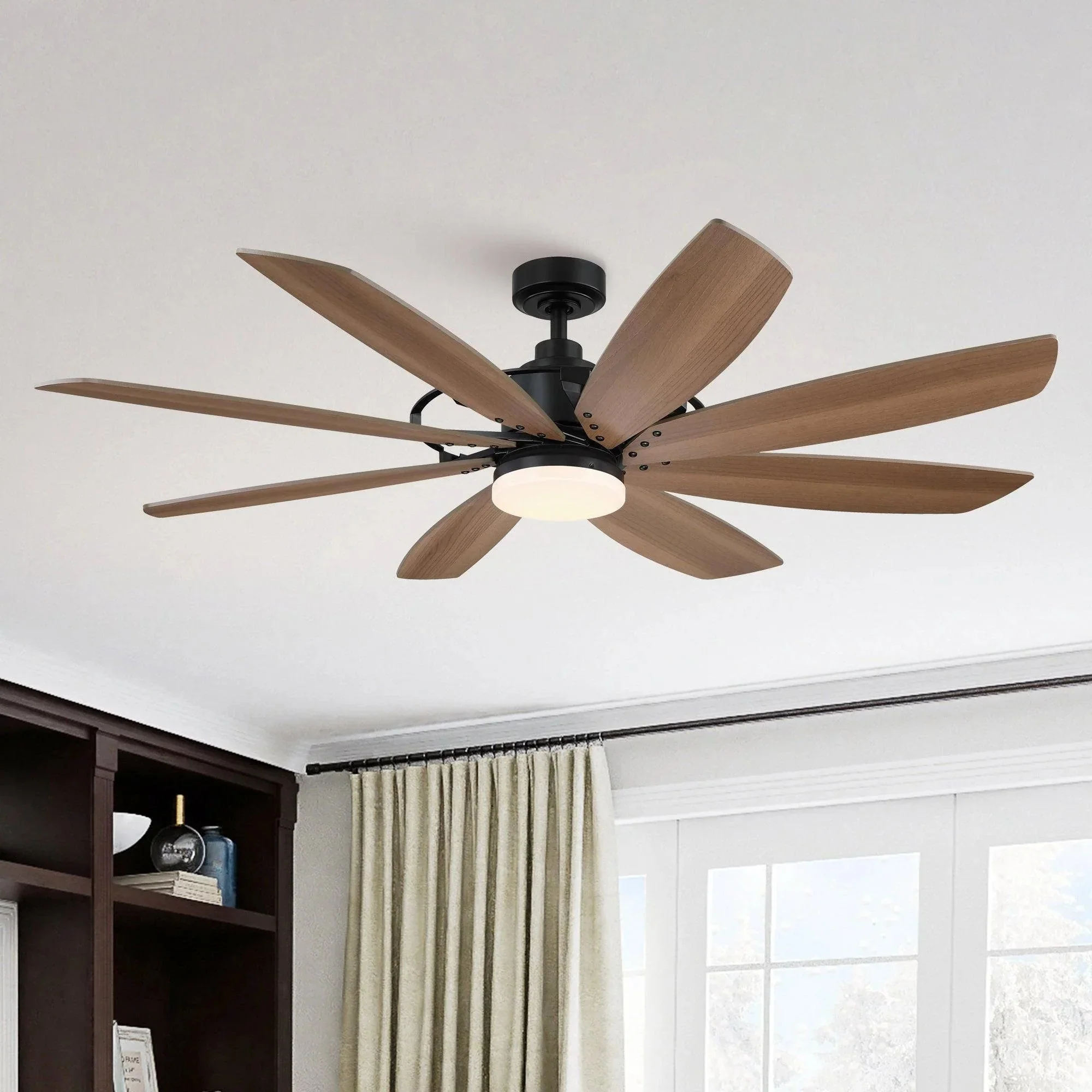 Parrot Uncle 60-Inch Antone Industrial DC Motor Downrod Mount Reversible Ceiling Fan with Lighting and Remote Control (F8249110V) - Image 4