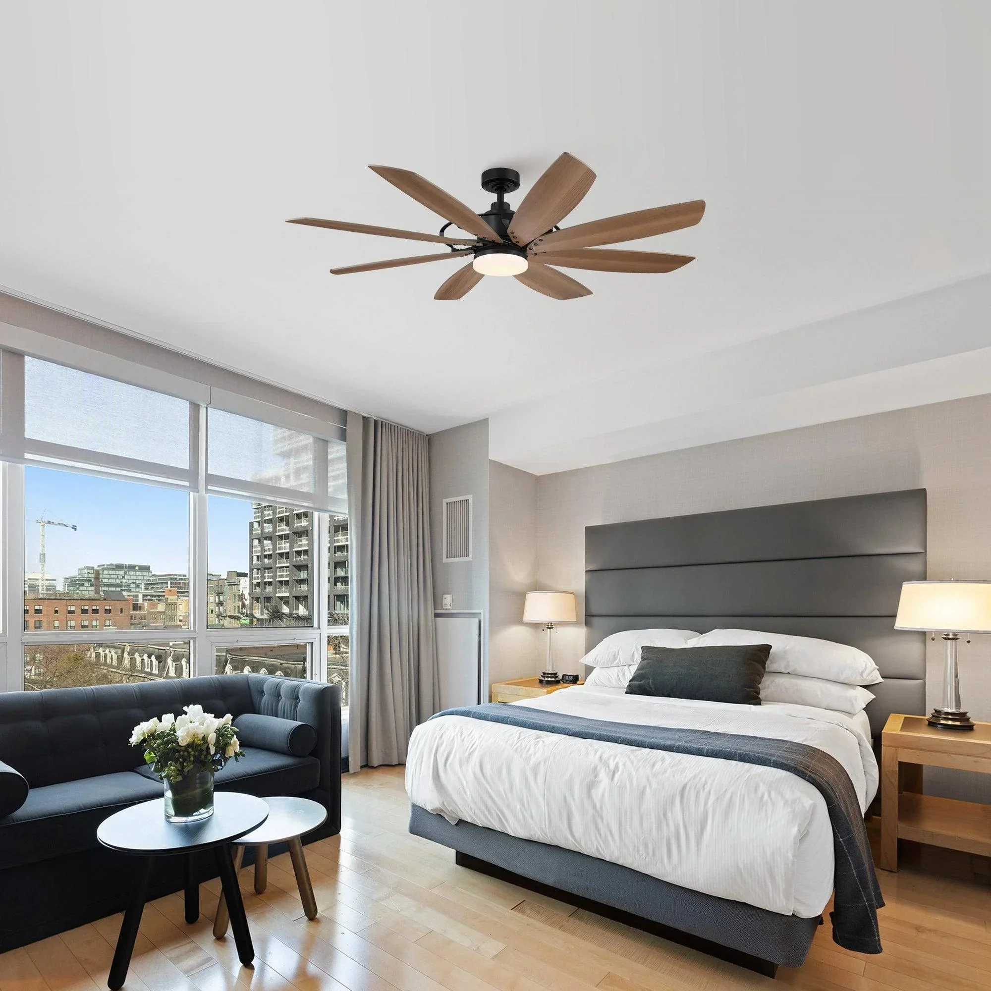 Parrot Uncle 60-Inch Antone Industrial DC Motor Downrod Mount Reversible Ceiling Fan with Lighting and Remote Control (F8249110V) - Image 5