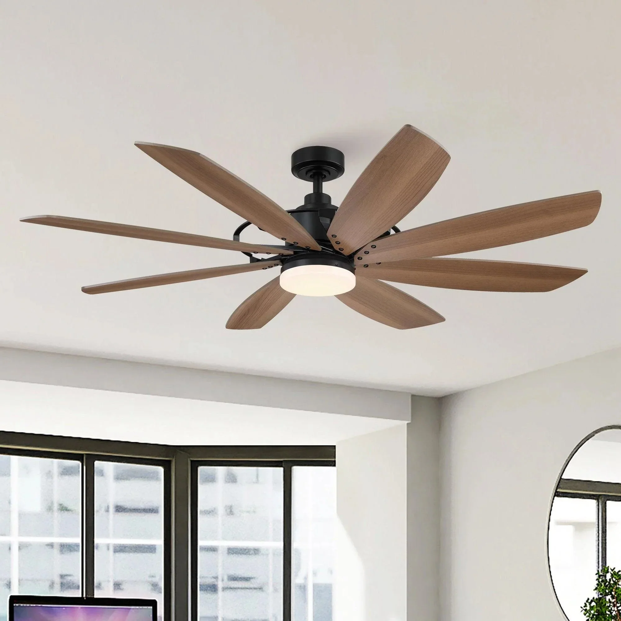 Parrot Uncle 60-Inch Antone Industrial DC Motor Downrod Mount Reversible Ceiling Fan with Lighting and Remote Control (F8249110V) - Image 6